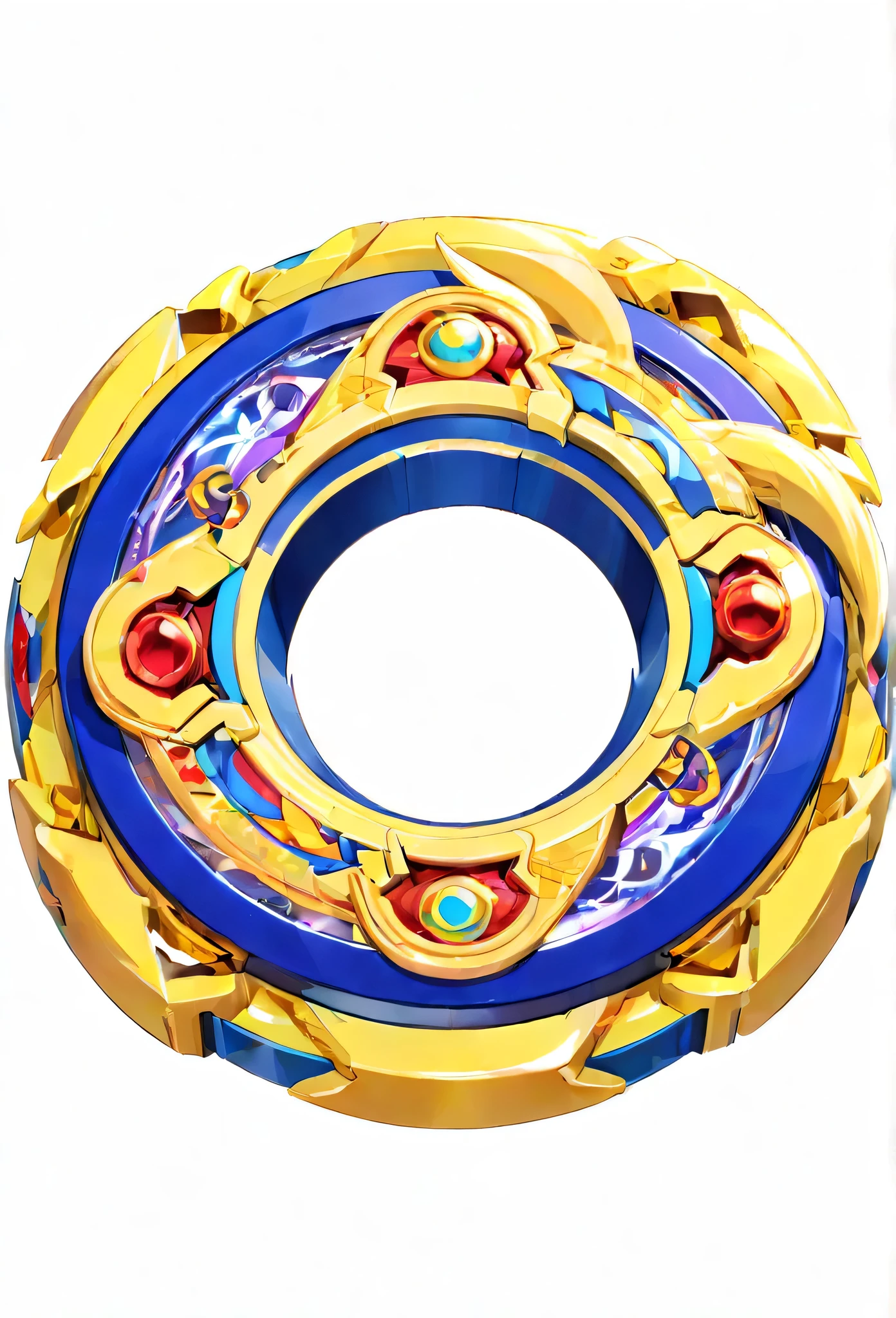 masterpiece, best quality, ultra-detailed, digital art illustration of a beyblade attack ring, rabdol color, random patterns, random design, Anime-influenced graphic look, white background, no human, anime-inspired style, 8k, isometric view, perfect symmetry