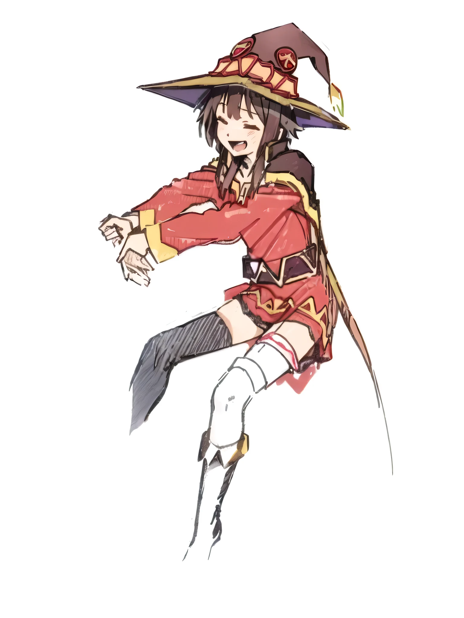 masterpiece, megumin, laughing, closed eyes, tarot card