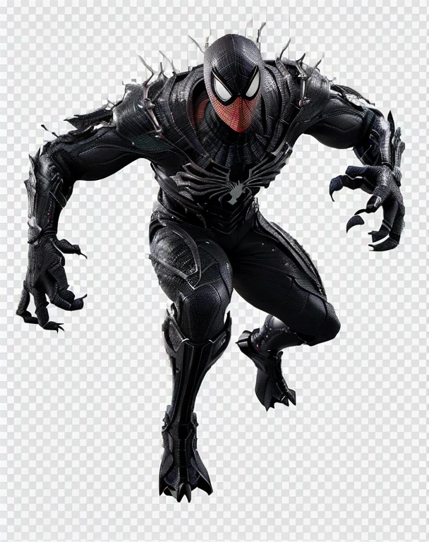 a black spider-man with red eyes and claws runs, veneno simbionte, veneno costume, veneno, veneno dunking on spiderman, simbionte, venenoized, Arte de personajes de renderizado 3D 8 k, supervillano oscuro, renderizado de octanaje negro, Renderizado 4K, renderizado 4k, mix of veneno and cthulhu, veneno fangs, chaos nightmare ❄️ amour veneno