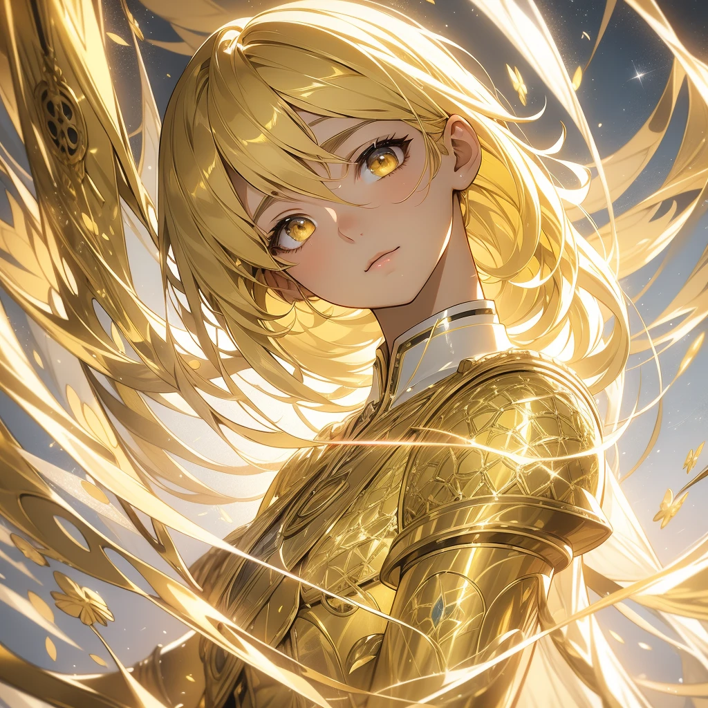 An awe-inspiring spectacle unfolds before your gaze, revealing an anime masterpiece that pushes the boundaries of imagination and artistic prowess. This mesmerizing work of art, intricately crafted with detailed shading, vibrant colors, and hyper-realistic elements, will captivate your senses, drawing you into a world that blends logic and perception in an optical illusion of unprecedented beauty.

At the heart of this captivating scene stands a young, enraged yet determined woman lieutenant, her piercing luminous yellow eyes and luscious blonde hair glowing with an ethereal light. Clad in an advanced fusion of military flight gear and mystical components