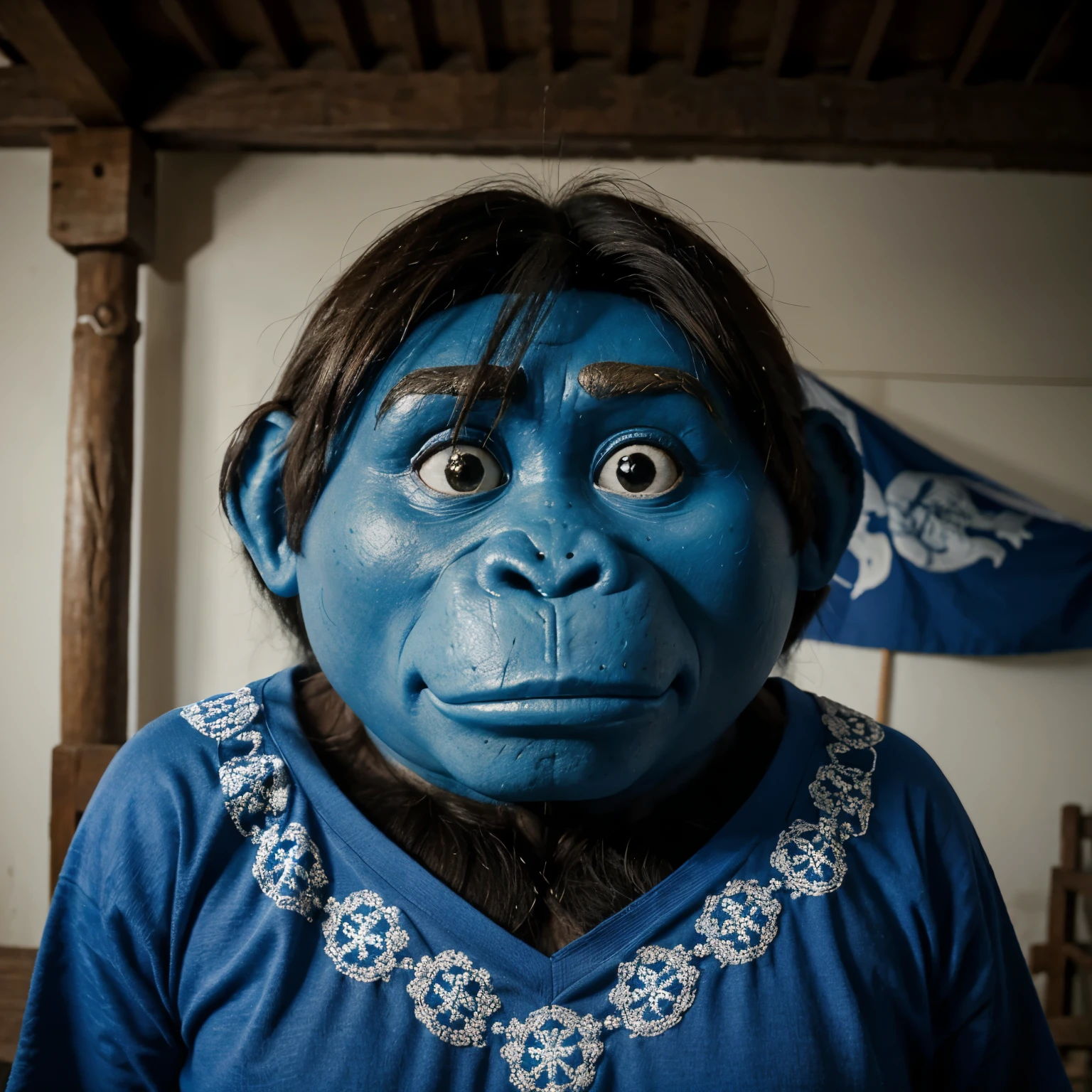 Hincha blanquiazul, grone, 1901, gorila, bandera azul y blano, comndo sur