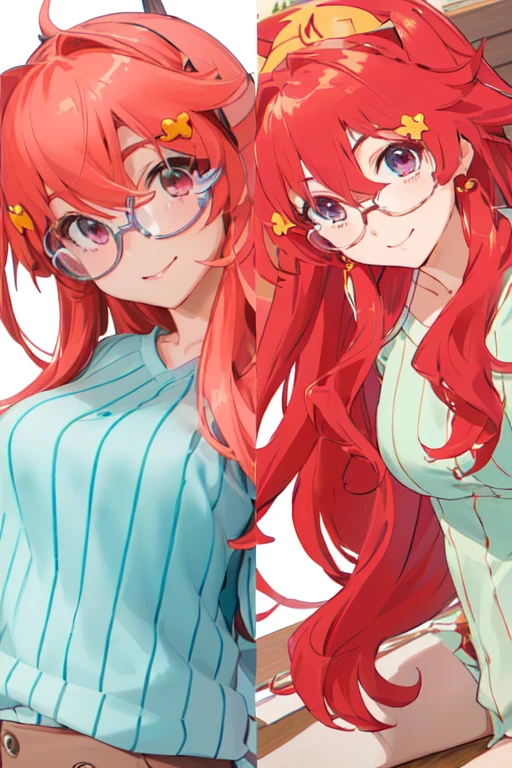 Figuras estilo anime de dos mujeres pelirrojas y con gafas., asuka lanley soryu, asuka lanley sohryu, asuka lanley souryuu, contenido descargable, traje asuka debajo de la ropa!, anime muy detallado, asuka lanley, asuka, Rias Gremory, good smile company anime style, Moe anime art style, anime estilo 3d