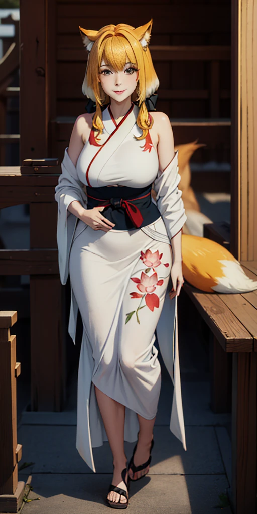 ((4k,masterpiece,best quality)) shuimobysim, traditional Japanese temple ink painting, lotus, hanfu, maxiskit, dress conservatively
1sologirl, blonde hair, fox fluffy ears, white,  fish, many fish near girl, full body look at viewer, lustful smile, red cheeks