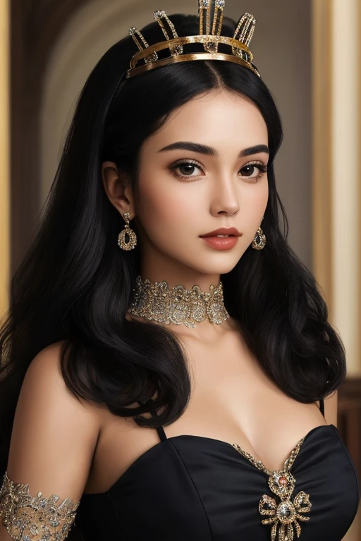 ((best quality)), ((masterpiece)), (detailed), perfect face black color and with name "Queen" whole body