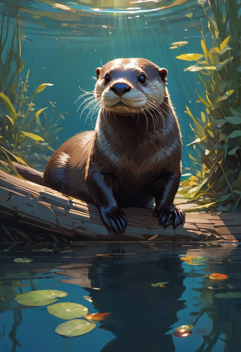 (An Otter), by Atey Ghailan, best quality, masterpiece, very aesthetic, perfect composition, intricate details, ultra-detailed