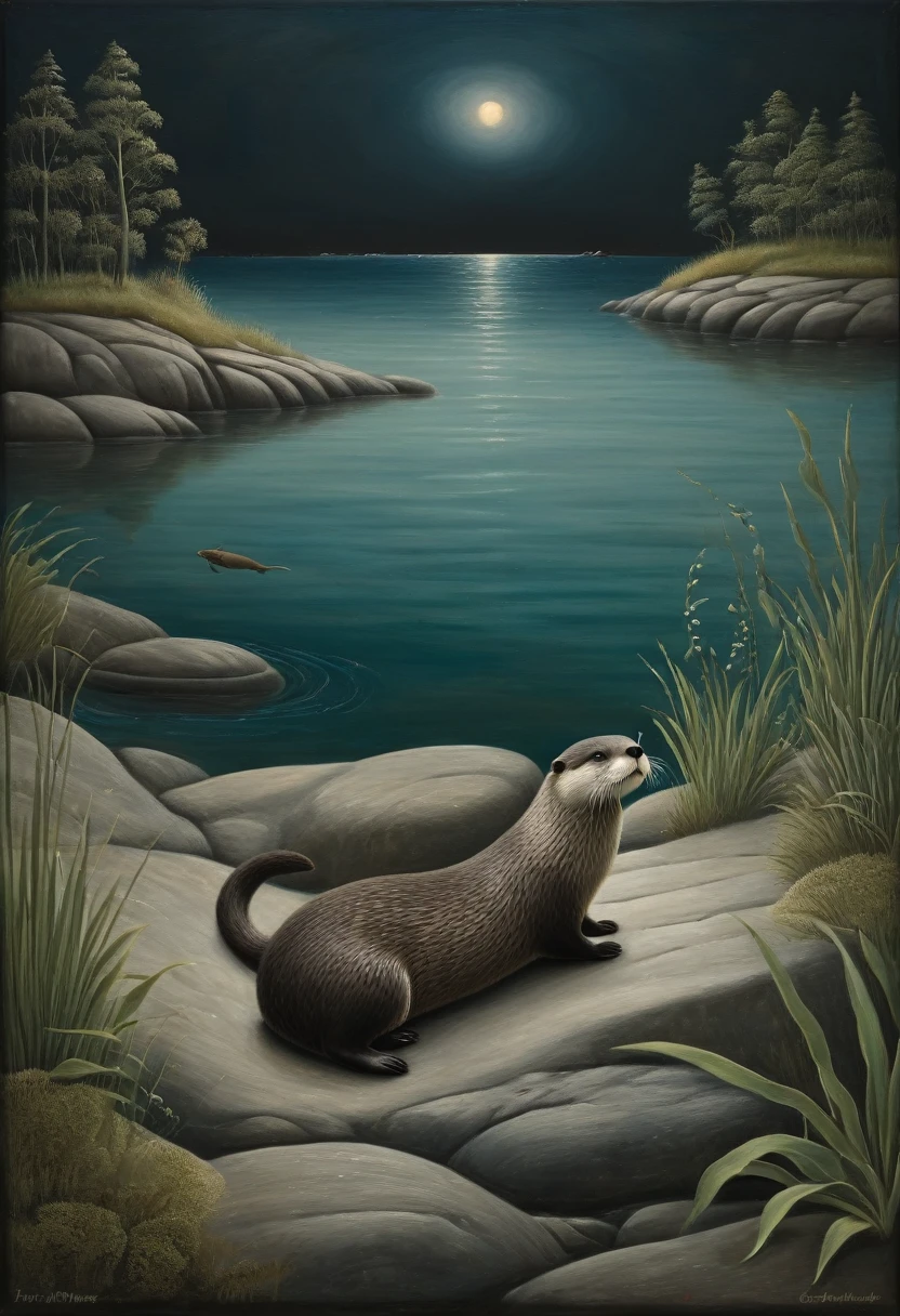 (An Otter), by Gertrude Abercrombie, best quality, masterpiece, very aesthetic, perfect composition, intricate details, ultra-detailed