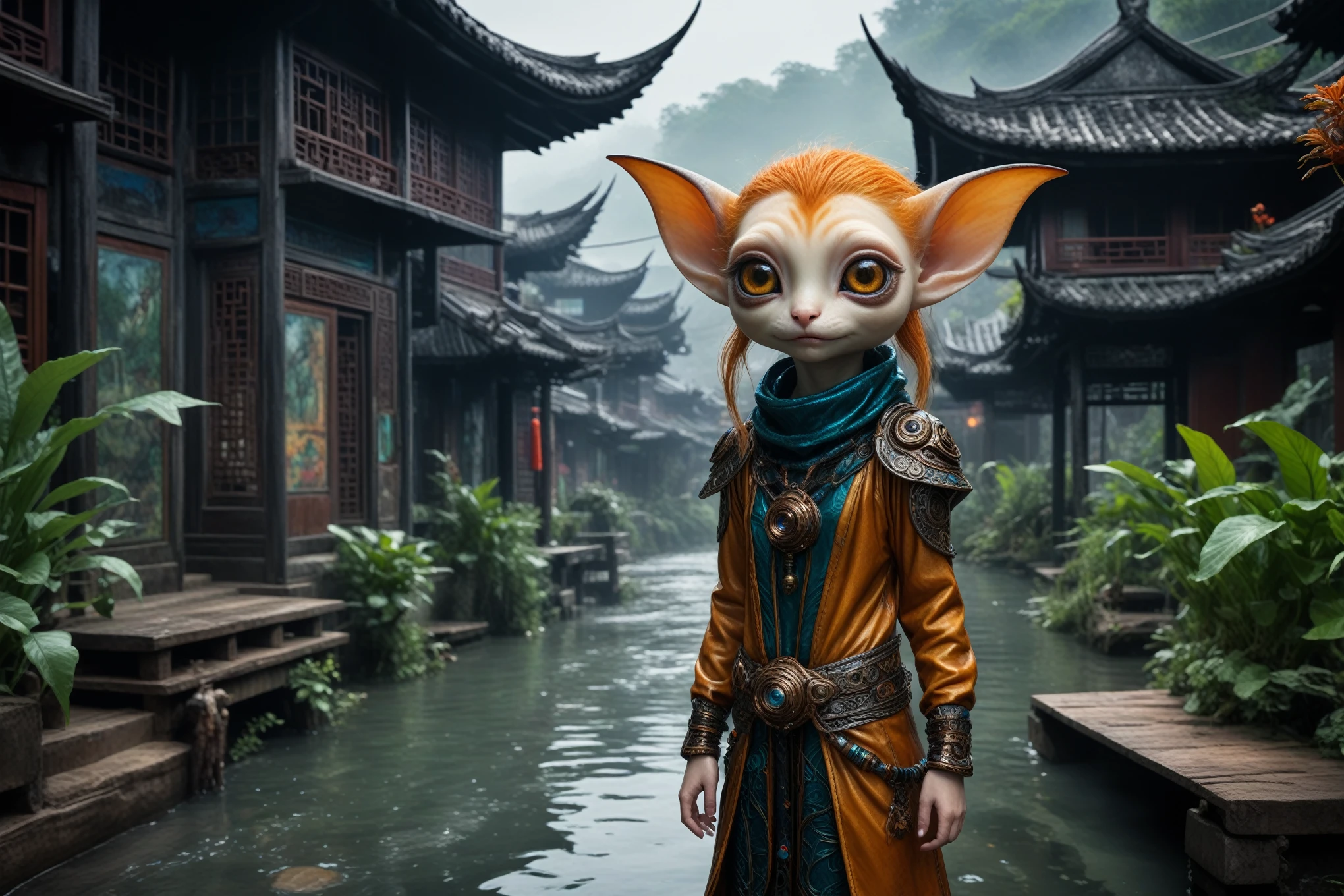 full body length shot,beggar niobium Sphalerite The Alien Entity,native dutch babychild,ginger, wants eat,survival in criminal city of future,Cinematic,soft colors, Technicolor,natural skin textures, hyper realism, hyper detailed,Extremely detailed,High contrast,Masterpiece,Realistic,Ultra Detailed, intricate details,realistic humid leather,extremly intricate,Epic Realistic, cinematic style,irina yermolova,high contrast,hdr,extremely detailed, [deep night landscape],masterpiece,intricate details,faded,eyes extremely detailed, high detailed eyes,8k resolution,RAW,retina, Nikon Z9,China,Songbird,ogre,Li River in Guangxi Zhuang of China,tkt style, Pisces, pointed ears，perfect,fairy Elf，transition between two art styles, Ink painting to photorealism, Double contact, X-ray, Creative, vivid light, masterpiece, fantasy, Abstract, Surrealism, super detailed, high resolution, stop:35;