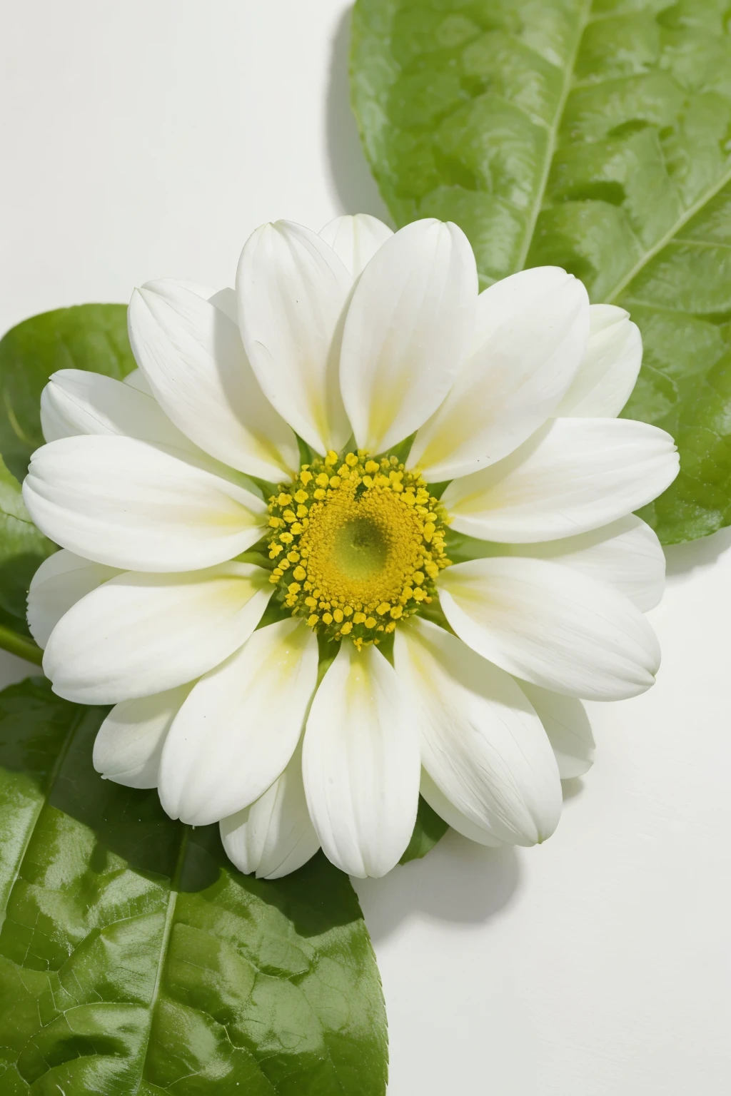 flower view from the sky, white background, green, high quality