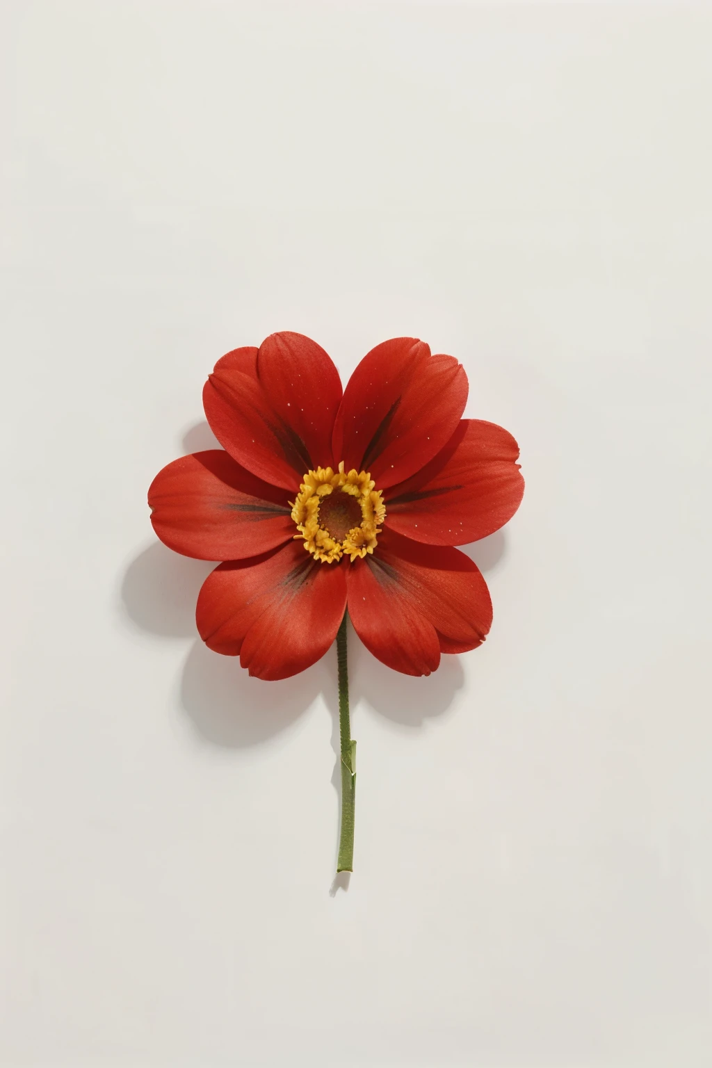flower view from the sky, white background, red, high quality