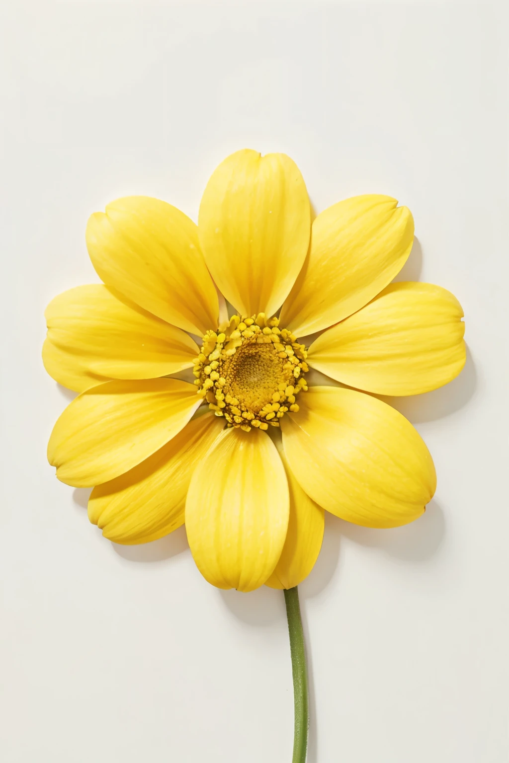 flower view from the sky, white background, yellow, high quality