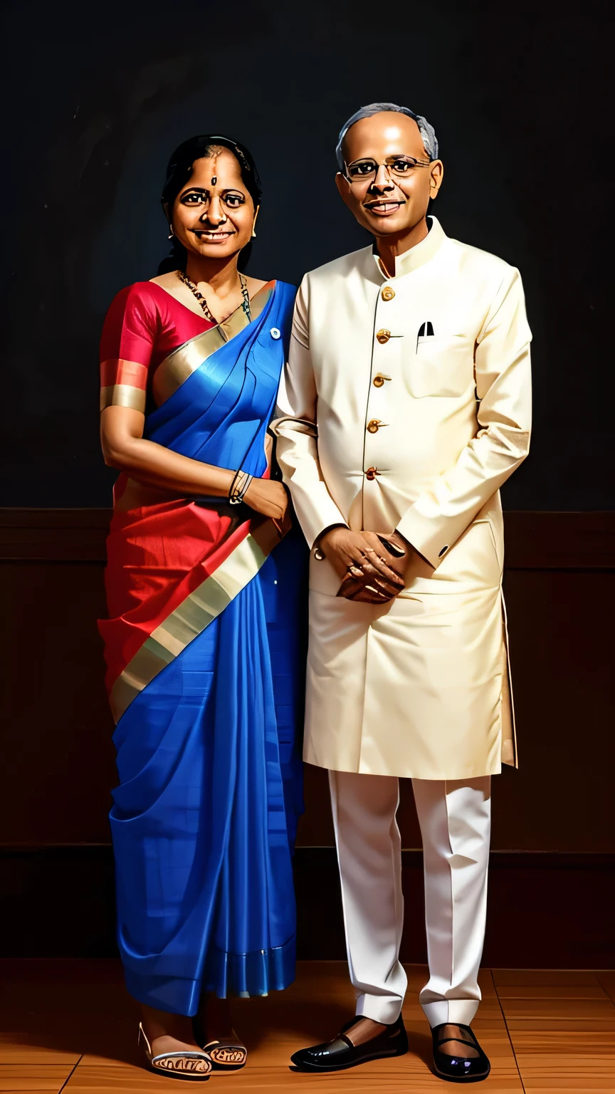 "Digital paintings depicting Sudha Murthy and her husband, Narayana Murthy, founding the Infosys Foundation and their philanthropic efforts"