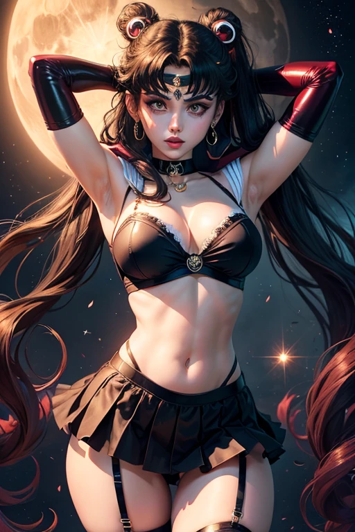 Sailor Moon but her is dressed like an lingerie Goth Woman
