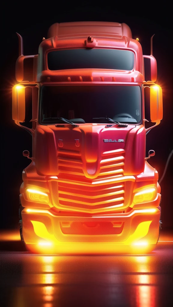 (masterpiece, best quality:1.1), " Truckers Rule ", (clear candy:1.1), 3d, gummy, amber red theme, (18-wheeler big truck:1.05), no humans, 18-wheeler big truck, sugar art, glowing, English Text watermark: "TruckersRule", Signature: " TruckersRule  ", Artists Name: TruckersRule 