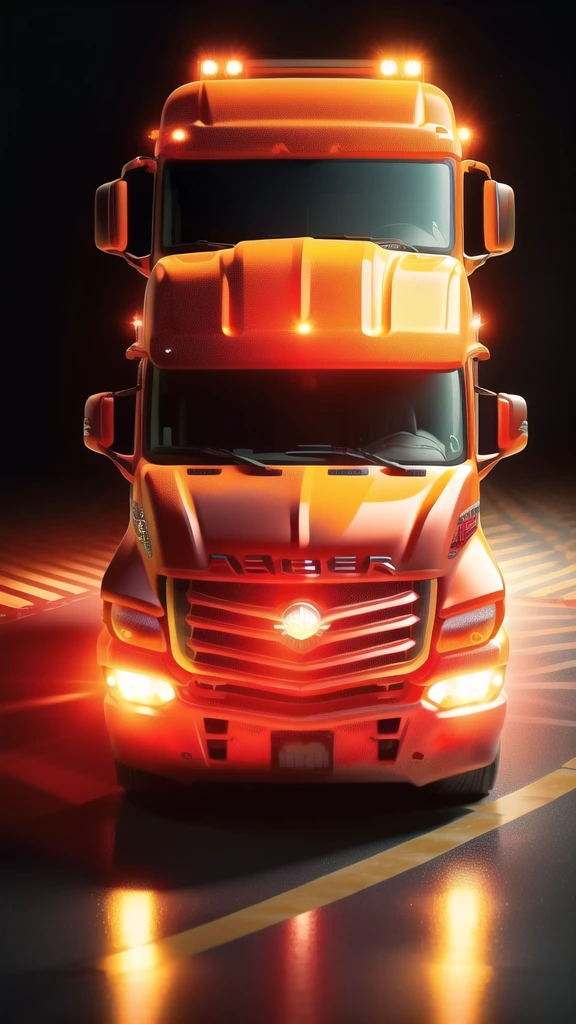 (masterpiece, best quality:1.1), " Truckers Rule ", (clear candy:1.1), 3d, gummy, amber red theme, (18-wheeler big truck:1.05), no humans, 18-wheeler big truck, sugar art, glowing, English Text watermark: "TruckersRule", Signature: " TruckersRule ", Artists Name: TruckersRule