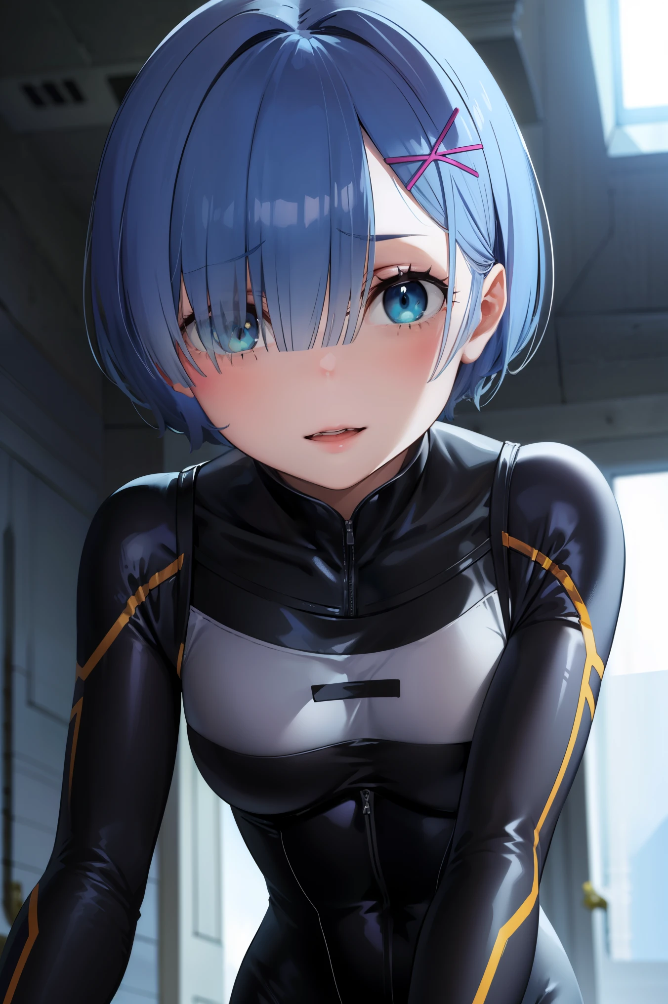 ph_rem, remhd, 1girl, blue hair, solo, blue eyes, x hair ornament,
BREAK ((bodysuit:1.5), skin tight, superhero:1.2),
BREAK is standing、sexypose、Horizon、all-fours、ssmile,
BREAK (masterpiece:1.2), best quality, high resolution, unity 8k wallpaper, (illustration:0.8), (beautiful detailed eyes:1.6), extremely detailed face, perfect lighting, extremely detailed CG, (perfect hands, perfect anatomy),