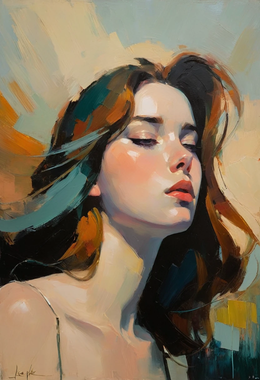 Create an evocative oil painting inspired by Malcolm Liepke, based on the provided image. Capture the intense, introspective expression of the young subject using thick, expressive brushstrokes and a muted color palette. Highlight the emotional depth and vulnerability in the subject's gaze, emphasizing the play of light and shadow on their face. Maintain a simple, textured background that complements the subject's contemplative presence. Focus on the tactile quality of the oil paint to convey the raw emotion and intimacy characteristic of Liepke's style.