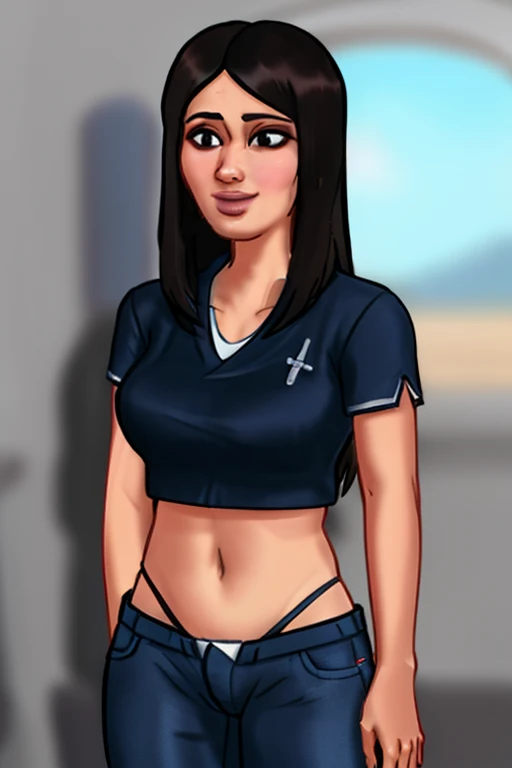 obra de arte,8k, Rosto perfeito altamente detalhado,HDR, ultra realistic photo shoot, absurdos,foto premiada, extremamente detalhado, Incredible, Detalhe fino, 
KazAsuka, mulher japonesa, Top curto azul, seios grandes, jaqueta jeans e minishorts, cabelo preto curto, Luvas de MMA, posando para uma foto, nas ruas de Osaka