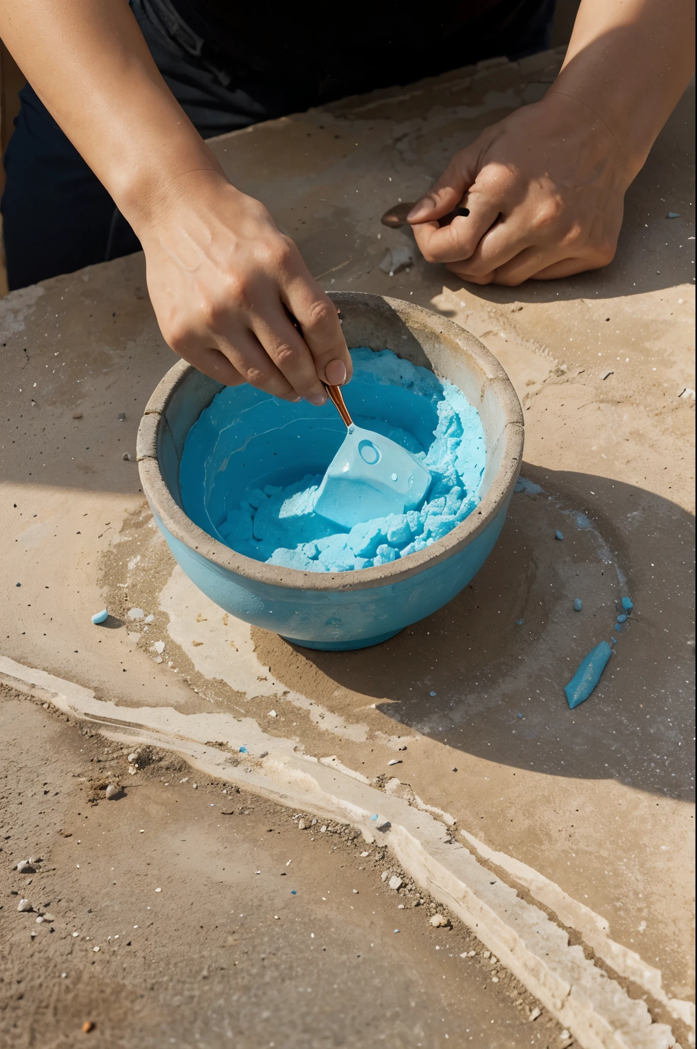 Create the image of a limestone by applying copper sulfate