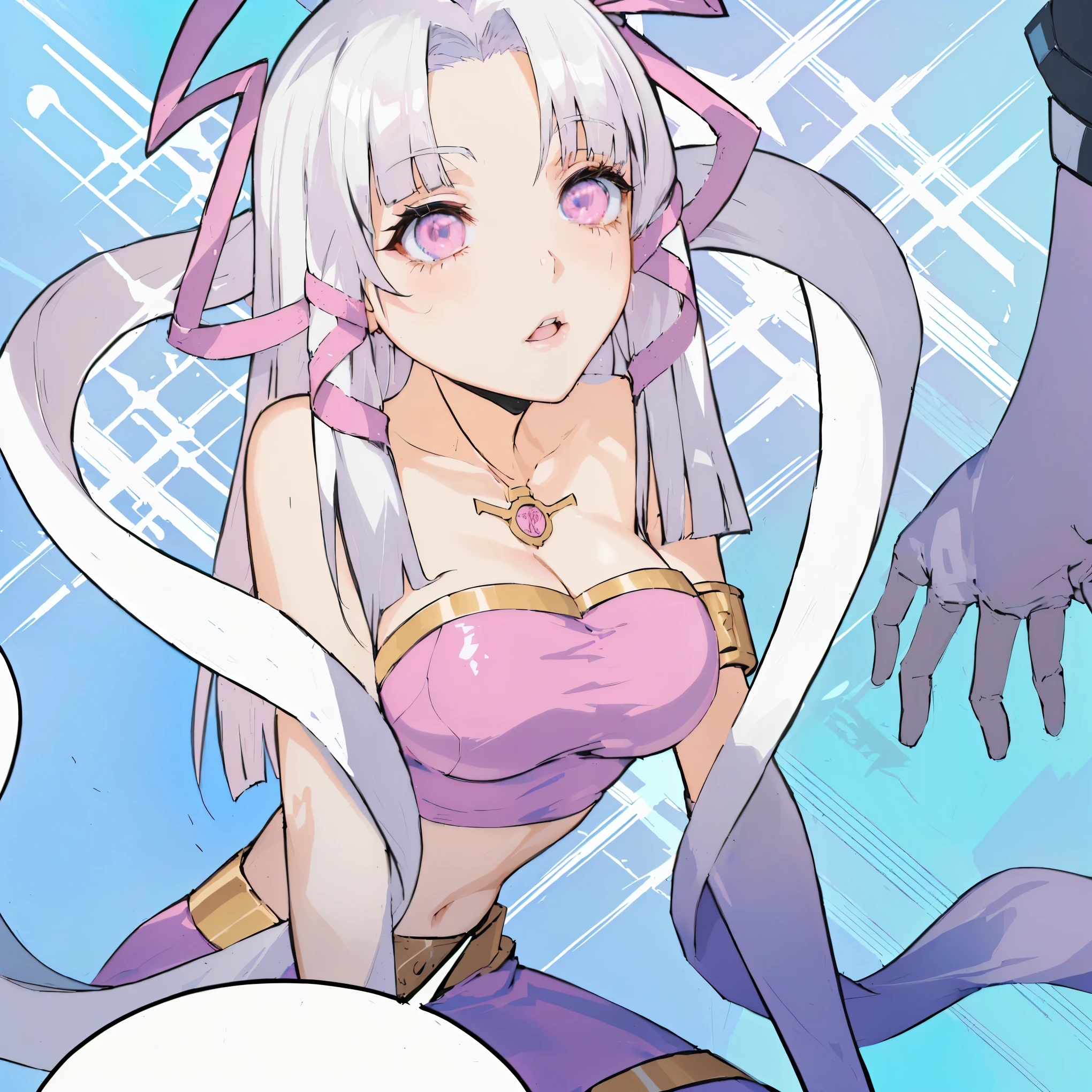 anime girl with long white hair and pink bra posing, humanoid pink female squid girl, aqua from konosuba, detalhes finos. anime. tentacles, garota monstro de anime, ahegao, Biomechanical Oppai, cabelo twintail rosa e olhos ciano, deusa dos animes, do videogame azur lane, estilo de arte anime moe, divindade de cabelos brancos, visual de anime de uma linda garota, sexy, garota sensual, garota sexy, peituda, sexy