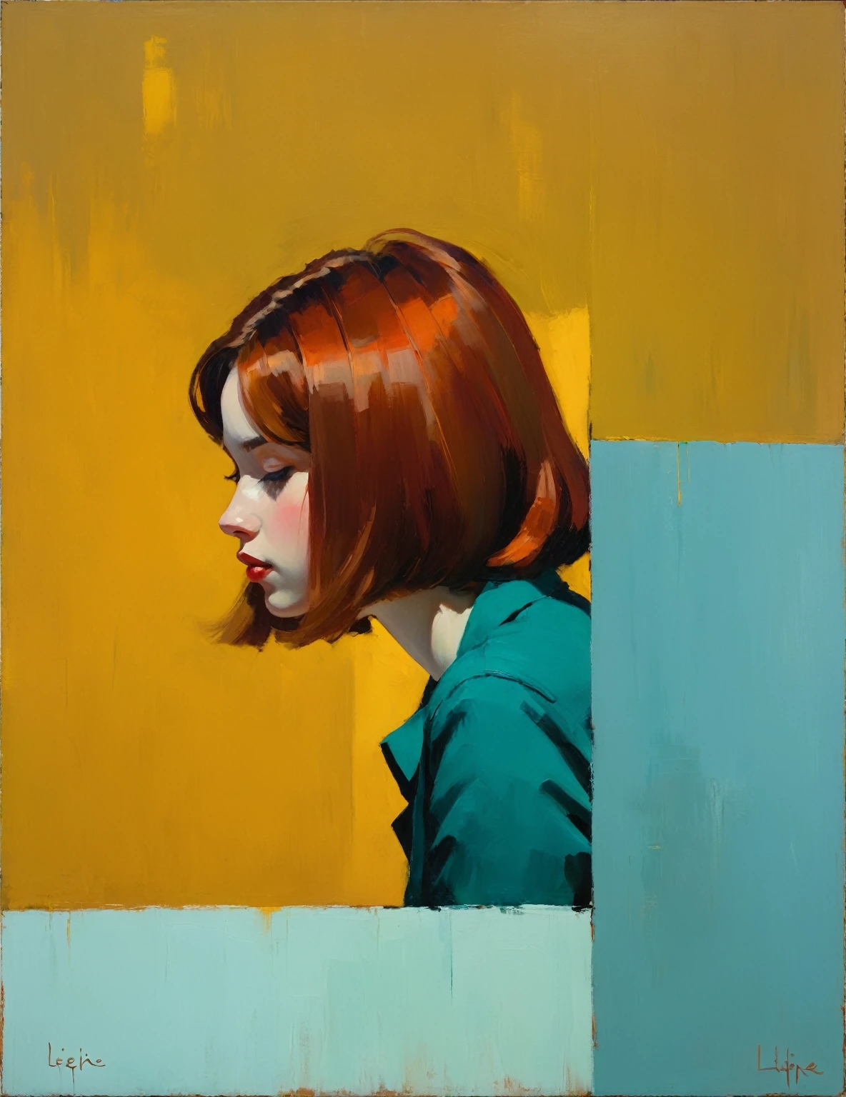 Create an evocative oil painting inspired by Malcolm Liepke, based on the provided image. Capture the intense, introspective expression of the young subject using thick, expressive brushstrokes and a muted color palette. Highlight the emotional depth and vulnerability in the subject's gaze, emphasizing the play of light and shadow on their face. Maintain a simple, textured background that complements the subject's contemplative presence. Focus on the tactile quality of the oil paint to convey the raw emotion and intimacy characteristic of Liepke's style.