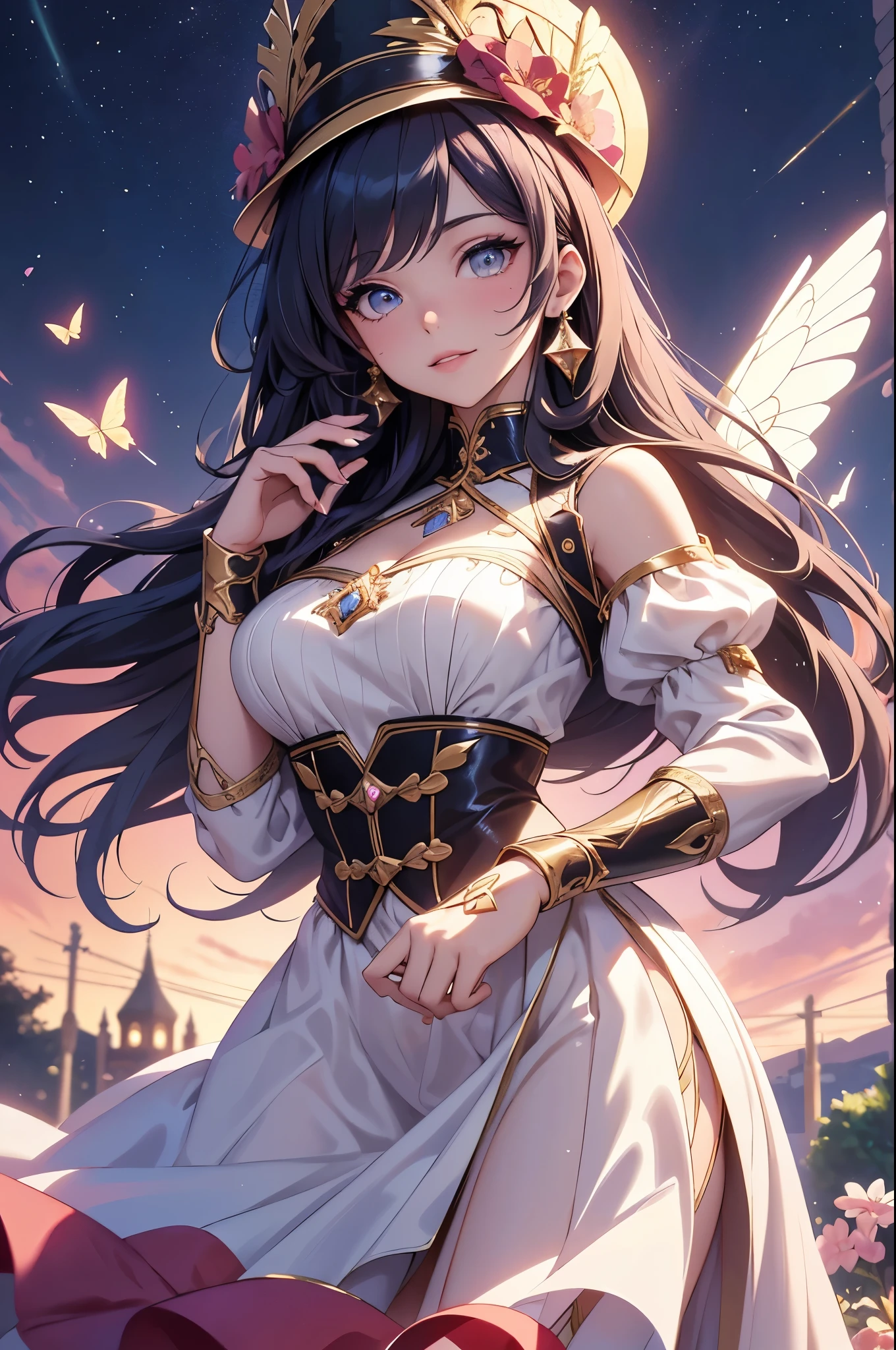 (best quality,4k,8k,highres,masterpiece:1.2),ultra-detailed,(realistic,photorealistic,photo-realistic:1.37),acrylic painting,beautiful Spanish model in a Lolita dress with downy hair,beautiful Spanish model with extremely colorful hair and detailed facial features,beautiful Spanish model standing in a beautiful garden surrounded by a starry sky,beautiful Spanish model wearing a vibrant Lolita dress,beautiful Spanish model with intricate accessories and a matching hat,beautiful Spanish model posing gracefully with her hands on her hips,beautiful Spanish model with long flowing twintails,beautiful Spanish model with bright blue eyes and rosy lips,beautiful Spanish model with a joyful expression,beautiful Spanish model in a dynamic pose with cherry blossoms falling around her,beautiful Spanish model surrounded by colorful flowers and butterflies,beautiful Spanish model's dress adorned with cute bows and lace details,beautiful Spanish model with an enchanting smile,beautiful Spanish model with soft, pastel-colored shading,beautiful Spanish model with a magical glow illuminating her,beautiful Spanish model in a picturesque setting with a winding path leading to a magnificent castle,beautiful Spanish model holding a microphone and singing passionately,beautiful Spanish model with a fairytale-like background,beautiful Spanish model with a soft, dreamy atmosphere,beautiful Spanish model with a subtle bokeh effect,beautiful Spanish model standing under a moonlit sky,beautiful Spanish model with a warm, golden sunset in the background,beautiful Spanish model surrounded by twinkling stars and colorful nebulae,creating an ethereal and captivating artistic masterpiece.