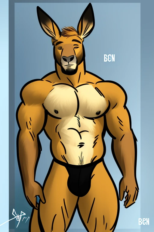 bgn, bgn style, muscular kangaroo, anthro, simple shading,