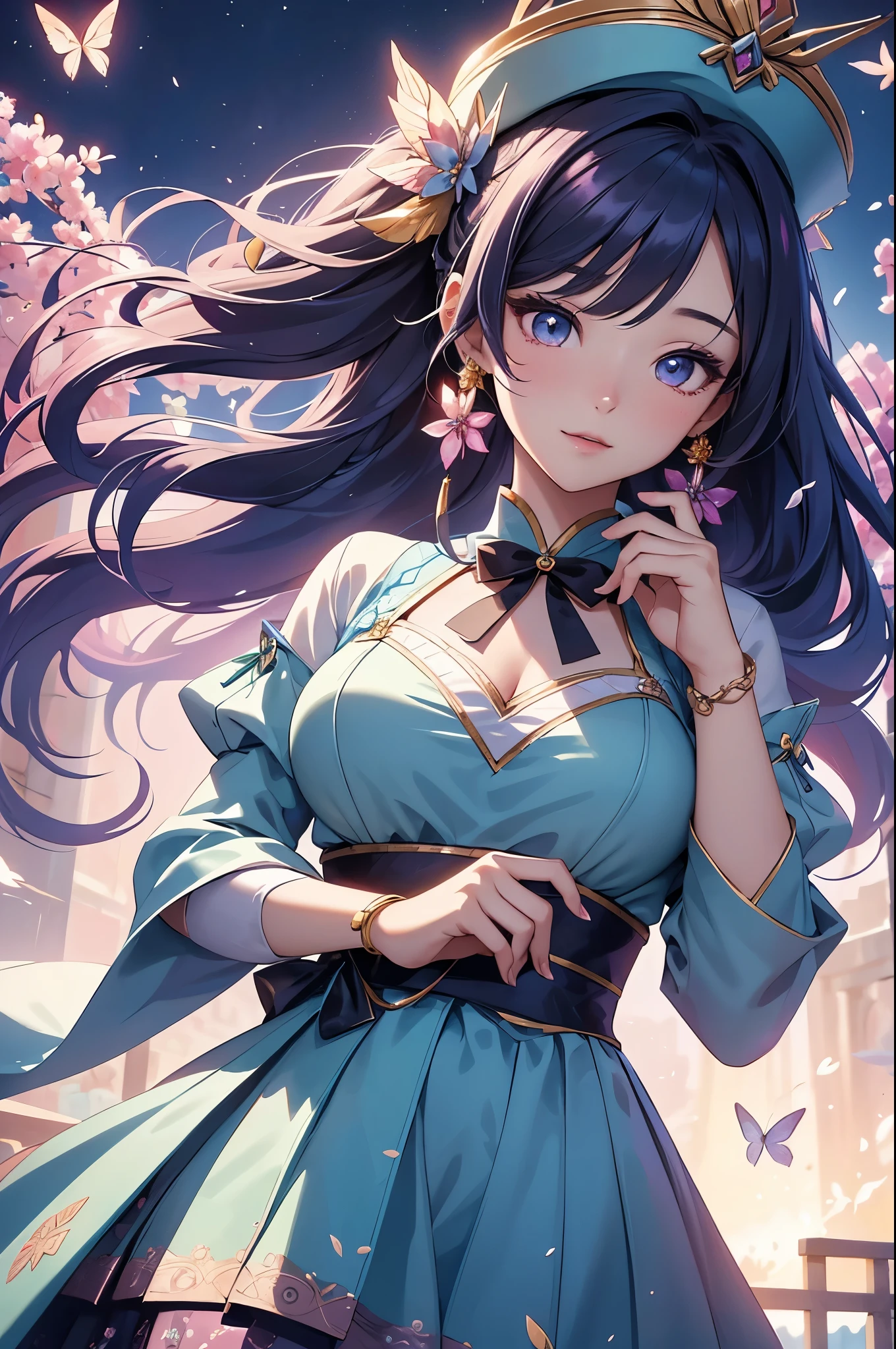 (best quality,4k,8k,highres,masterpiece:1.2),ultra-detailed,(realistic,photorealistic,photo-realistic:1.37),acrylic painting,beautiful Korean model in a ta dress with downy hair,beautiful Korean model with extremely colorful hair and detailed facial features,beautiful Korean model standing in a beautiful garden surrounded by a starry sky,beautiful Korean model wearing a vibrant Loliress,beautiful Korean model with intricate accessories and a matching hat,beautiful Korean model posing gracefully with her hands on her hips,beautiful Korean model with long flowing twintails,beautiful Korean model with bright blue eyes and rosy lips,beautiful Korean model with a joyful expression,beautiful Korean model in a dynamic pose with cherry blossoms falling around her,beautiful Korean model surrounded by colorful flowers and butterflies,beautiful Korean model's dress adorned with cute bows and lace details,beautiful Korean model with an enchanting smile,beautiful Korean model with soft, pastel-colored shading,beautiful Korean model with a magical glow illuminating her,beautiful Korean model in a picturesque setting with a winding path leading to a magnificent castle,beautiful Korean model holding a microphone and singing passionately,beautiful Korean model with a fairytale-like background,beautiful Korean model with a soft, dreamy atmosphere,beautiful Korean model with a subtle bokeh effect,beautiful Korean model standing under a moonlit sky,beautiful Korean model with a warm, golden sunset in the background,beautiful Korean model surrounded by twinkling stars and colorful nebulae,creating an ethereal and captivating artistic masterpiece.
