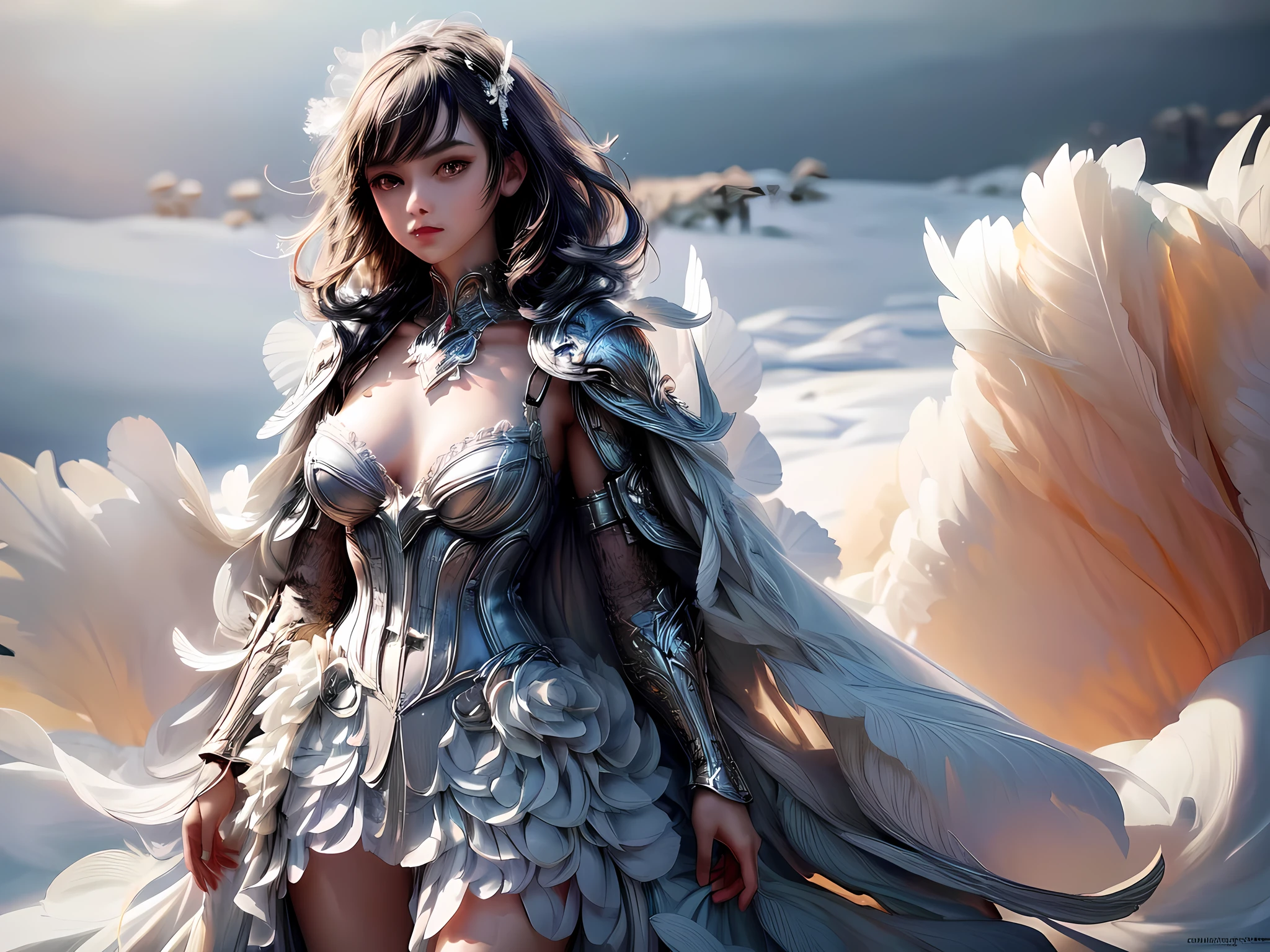 16K, ultra detailed, masterpiece, best quality, (extremely detailed), arafed, dnd art, portrait, full body, aasimar, female, (Masterpiece 1.3, intense details), female, paladin, holy warrior fighting undead (Masterpiece 1.3, intense details) large angelic wings, white angelic wings spread (Masterpiece 1.3, intense details), dark fantasy cemetery background, moon light, moon, stars, clouds, wearing (white: 1.1)  armor (Masterpiece 1.3, intense details), holy symbol, armed with sword, short blond hair,  detailed face, (Masterpiece 1.5, best quality), anatomically correct (Masterpiece 1.3, intense details), angel_wings, determined face, god rays, cinematic lighting, glowing light, silhouette, from outside, photorealism, panoramic view  (Masterpiece 1.3, intense details) , Wide-Angle, Ultra-Wide Angle, 8k, highres, best quality, high details, armored dress