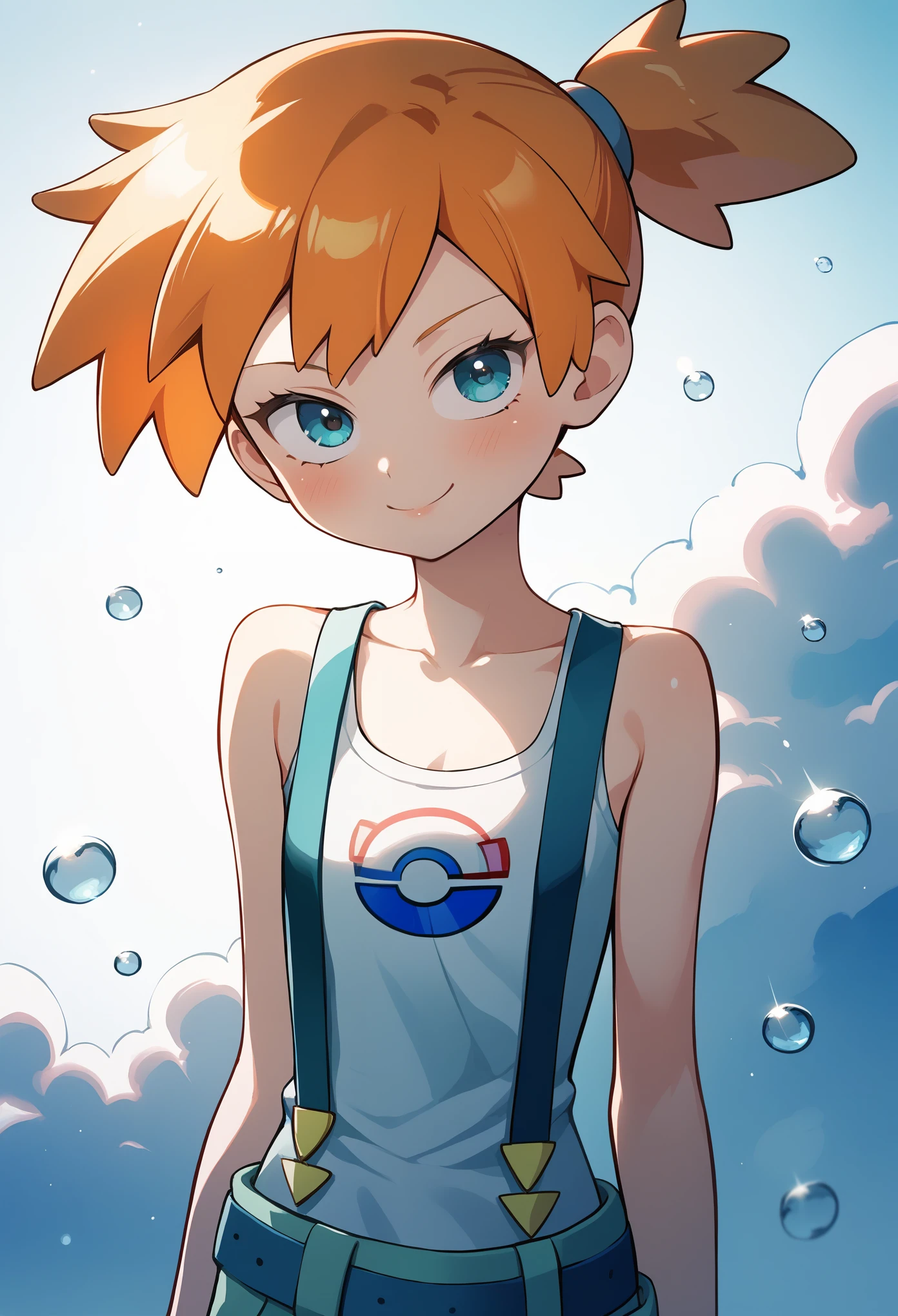 score_9, score_8_up, score_7_up, source_anime, BREAK
1girl, solo,  Pokemon, Misty, flat chest, orange hair,