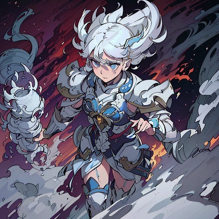 Arafed picture of a woman with white hair and white suit, Peter Mohrbacher Donato Giancola, epische exquisite Charakterkunst, fit male demon with white horns, Ross Tran und Bayard Wu, von Yang J, complicated white armor, clad in ethereal armor, peter mohrbacher c 2 0, Magie der Versammlung Kunst