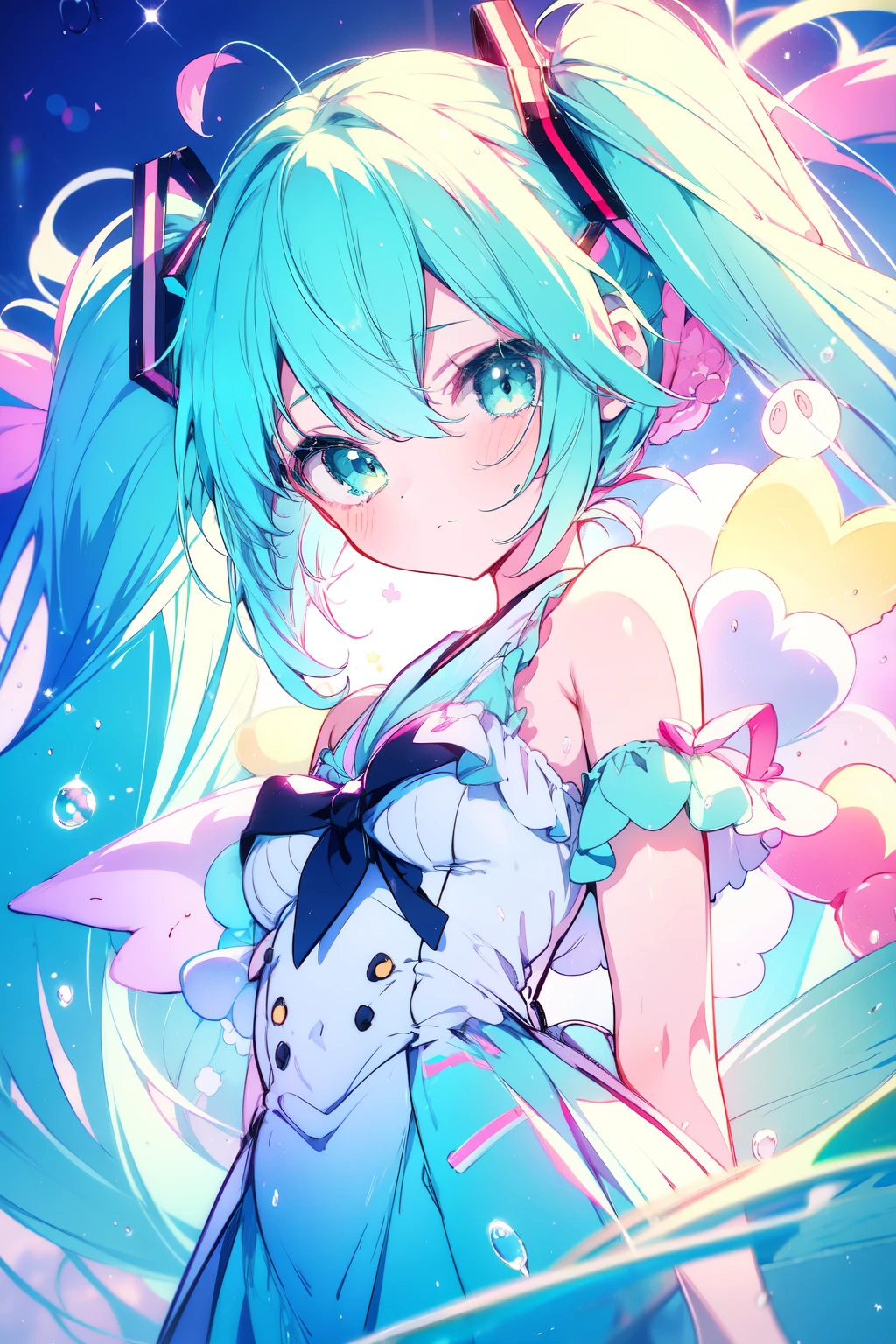 miku hatsune, sweets dream, A colorful world, cute, pastel, like, sing🎤, enjoy, highest quality, masterpiece