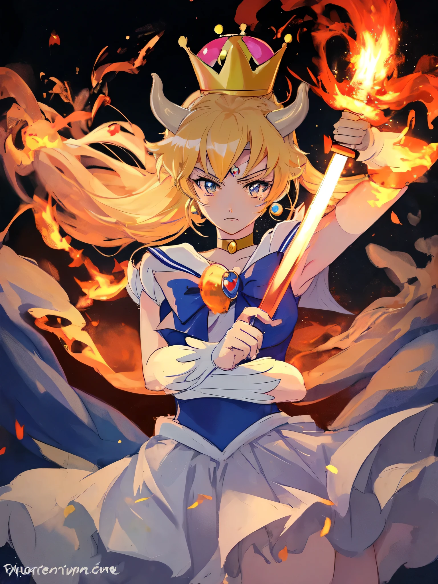 Bowsette sailor moon fire sword