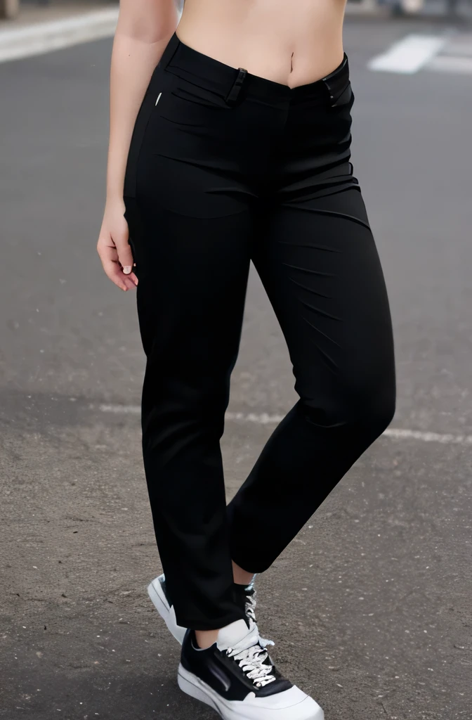 Young girl , wearing black pants