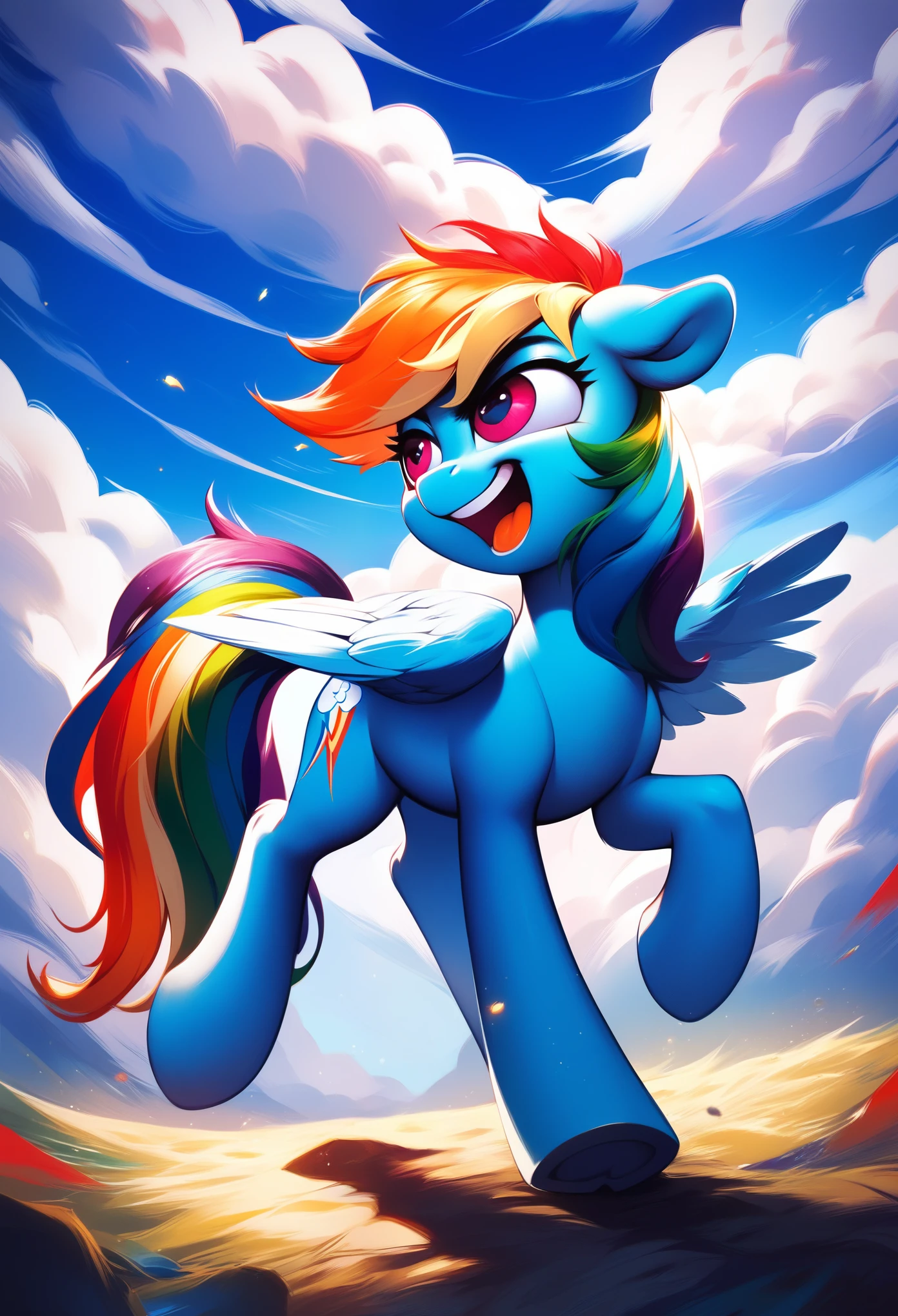 score_9, score_8_up, score_7_up, score_6_up,
pony, rainbow dash, from behind, horse tail ,front view,