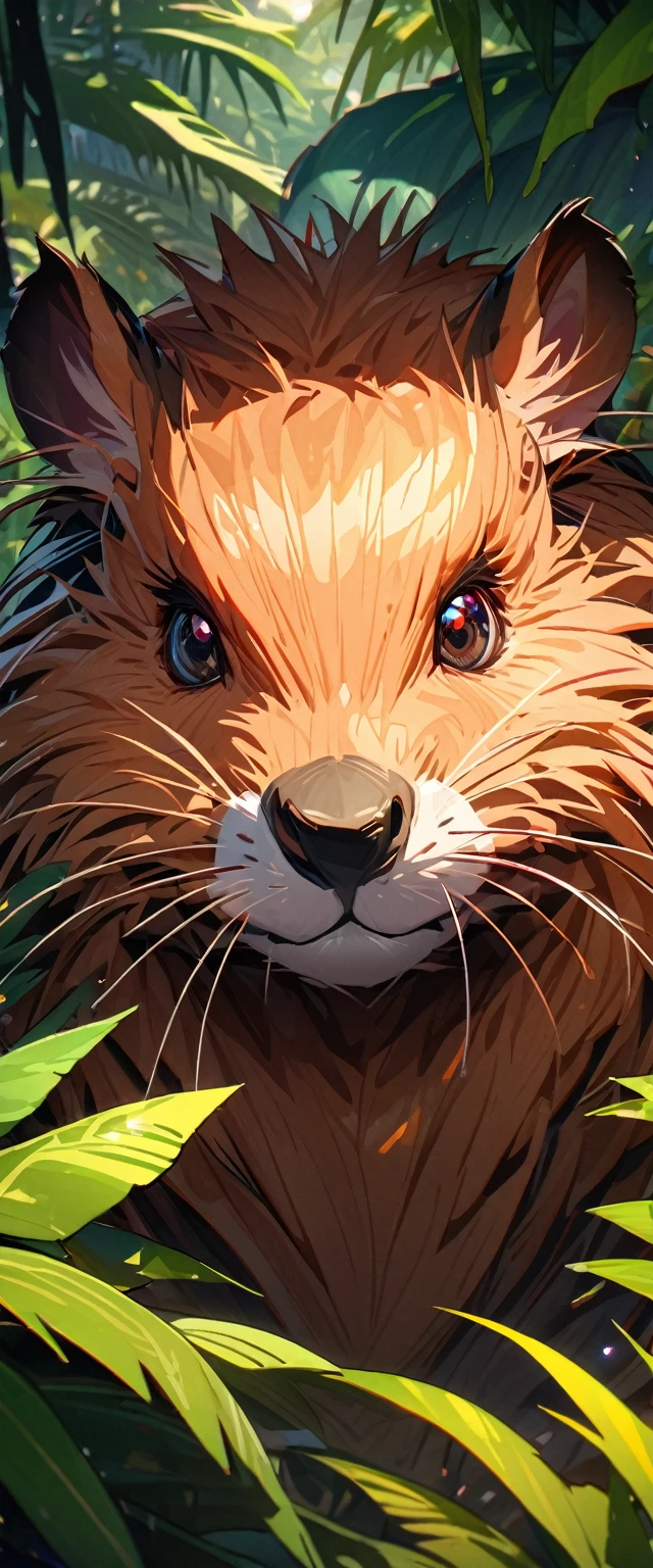 (nutria gigantem,ultra-detailed,HD 8k,portrait,beautiful fur,jungle,gorgeous colors,natural lighting)