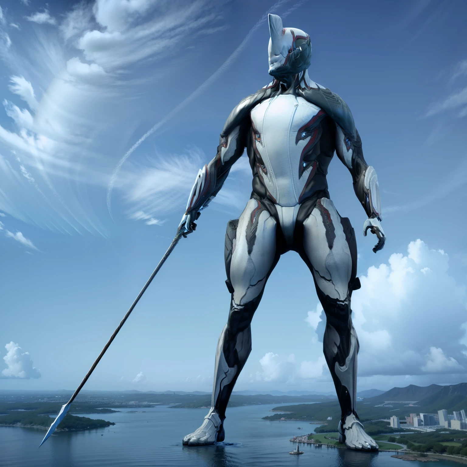 (full body), (soft shading), 4k, hi res, excalibur, giant towering city