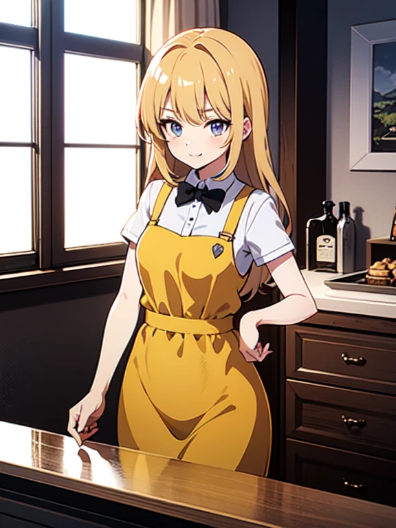 anime girl in a traje de mucama standing in front of a counter, chica anime disfrazada de sirvienta, Chica gato anime disfrazada de sirvienta, traje de mucama, criadas anime montando tanques tempranos, hermosa criada, anime visual de una linda chica, Moe anime art style, tadano con uniforme de sirvienta, salpicadura de anime , vistiendo uniforme de mucama, 