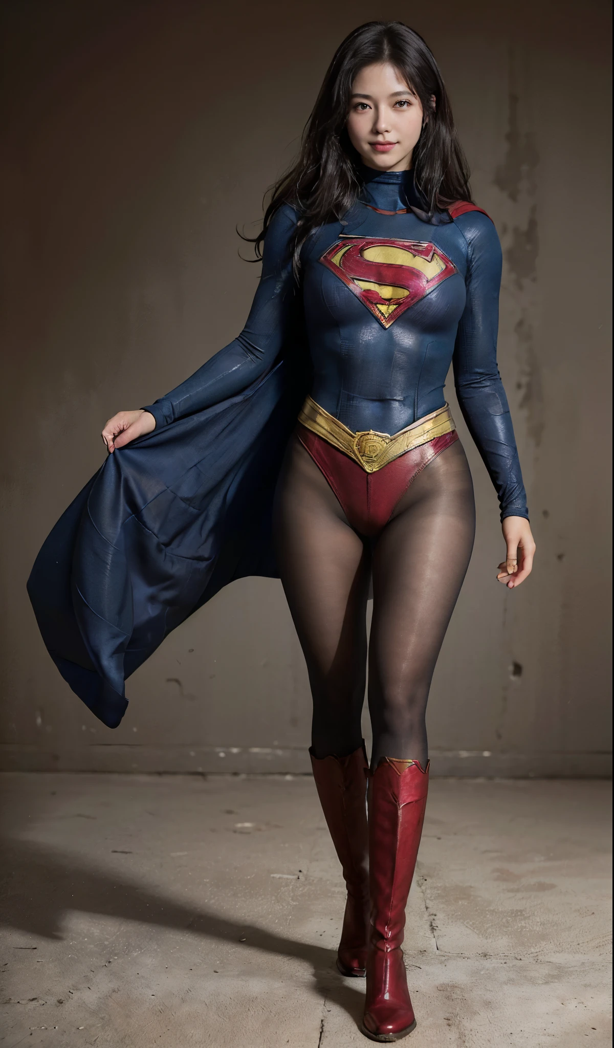 No background、(((Beautiful legs in black tights.)))、(((Legally express the beauty of your smile)))、((((Make the most of your original images)))、(((Supergirl Costume)))、(((ボディにフィットしたSupergirl Costume)))、(((Beautiful Hair)))、(((Smiles and winks)))、(((Please wear black tights....、Wear red boots)))、((Best image quality、8k))、((highest quality、8k、masterpiece:1.3))、(((Preserve background )))、Sharp focus:1.2、Beautiful woman with perfect figure:1.4、Slim Abs:1.2、Wet body:1.5、Highly detailed face and skin texture、8k