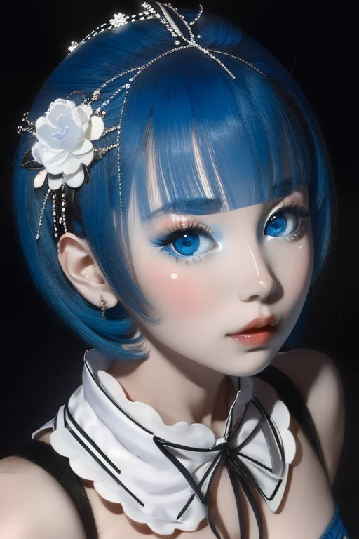 (masterpiece, highest quality, High resolution:1.2), One Girl, alone,Ram,(close)、blue eyes、Blue Hair、Seductive pose