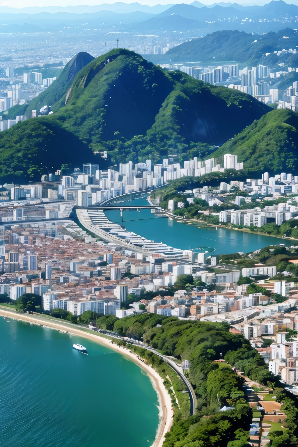 Cidade flutuante em cima de um rio