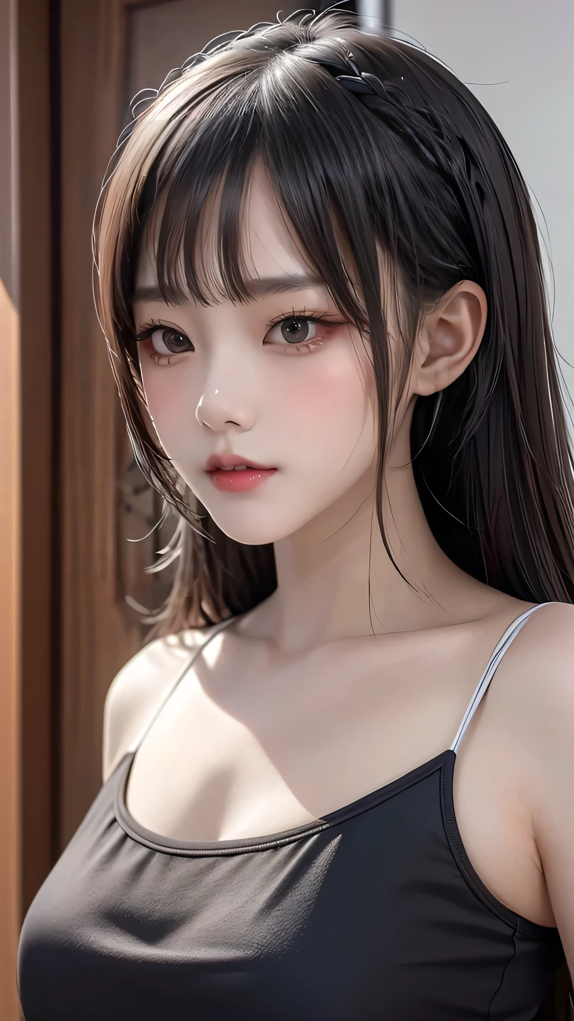 (from below:1.2),high school girl,(leaning forward:1.2),(random hairstyle),(Highest image quality,(8K), Ultra-realistic, Best Quality, High quality, High Definition, high quality texture, high detailing, Beautiful detailed, fine detailed, extremely details CG, Detailed texture, realistic representation of face, masterpiece, presence)