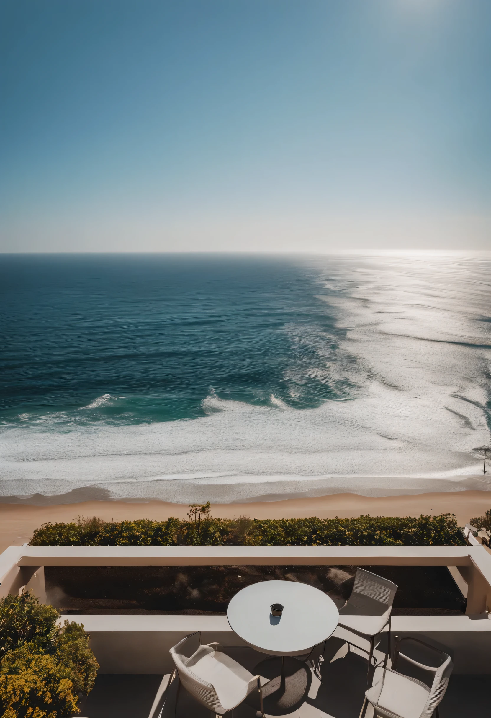 realistic photo of the ocean at la jola in san diego from rooftop terrace during the middle of the day when its sunny