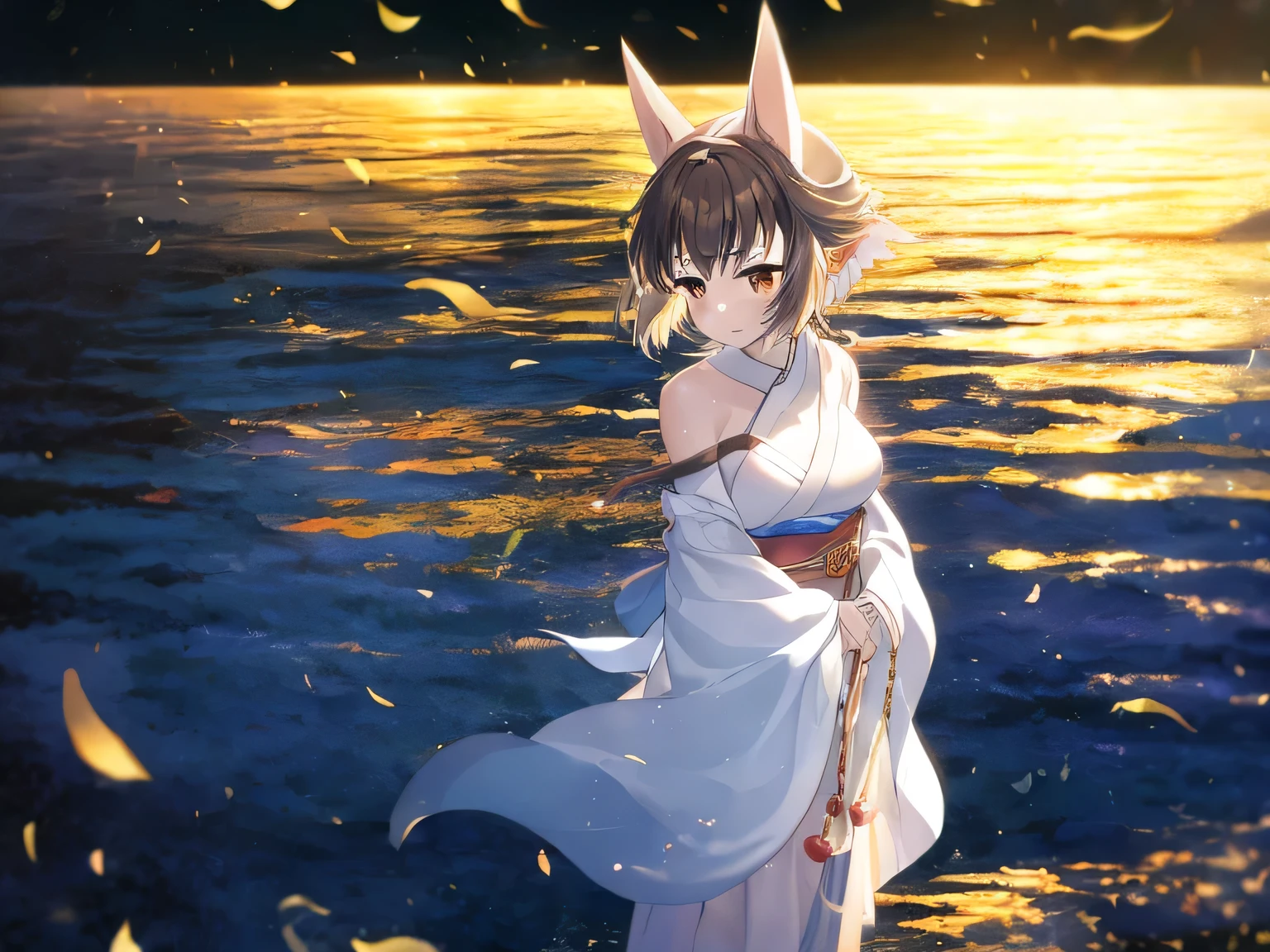 (Two Japanese girlasterpiece, 最high quality, high quality, High precision,Highly detailed 8K wallpapers、Pure、sorrow、Neo Venice、Uyuni salt lake、horizontal line、White Knight、Reflective water surface、In a wide lake、(My shoulders are red、Flushed skin)、(Cute Lingerie、Sexy Ribbon、Awahime、Hair blowing in the wind、Shiny Hair、Glowing Skin、beautiful spotlight、Gravure actress photoshoot、Full body portrait)、（Image idol sculpture、A lovely idol pose）、Heavy breathing、(Wide sky、infinity mirror、Beautiful backlight)、Cutedaughters、cute kids、(Exposed breasts、Sweat runs down your chest)、Mojimoji、(A shy smile)、defenseless、cute squid belly、back、🌟 Delicate and beautiful eyes、Beautiful eyes illuminated by the light、Shiny Hair、Reflected Eyes、.(Look at the sky:1.3).(Red face:1) . (CG paintings with attention to detail),(Perfect image).、A little excitement、Thin chest、cute smile、Thin body、Before menarche、（girl、Little daughter、Fox Ears、Feather hair ornament、Brown Hair、Gray Hair、Slimming、cute chest、Small breast protrusion、cute belly、cute thighs、Cute barefoot、cute, cute smile）、（girl、wife、daughter、younger sister）、Low Angle、Colorful sky、Contrail、shooting star、rainbow