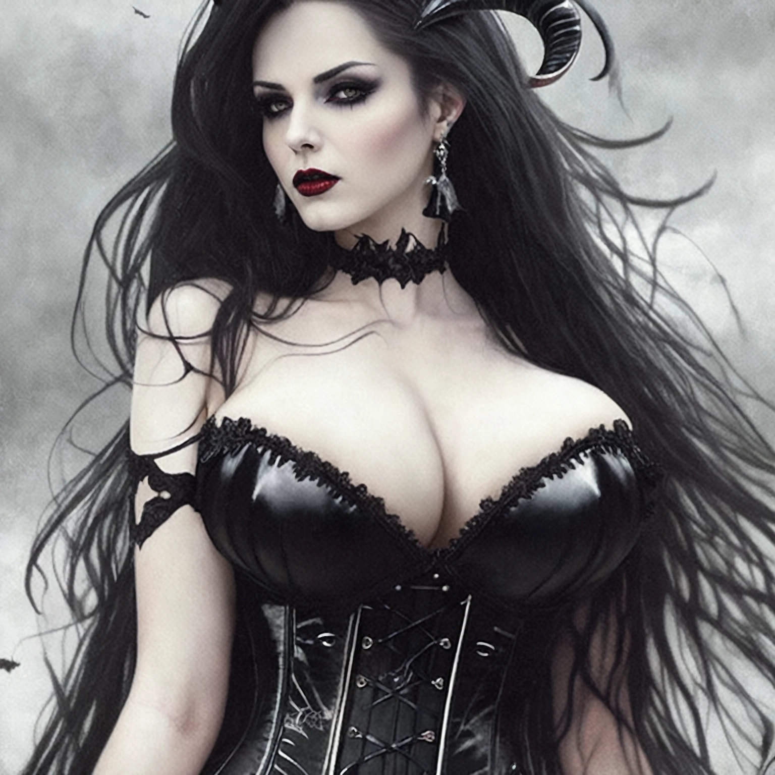 gothic woman in black corset with horns and horns on her head, beautiful vampire queen, dark goth queen, gothic fantasy art, gothic maiden, beautiful succubus, beautiful vampire female queen, gothic fantasy, gothic, goth woman, gothic maiden of the dark, dark fantasy art, beautiful elegant demon queen, portrait of a dark goddess, dark fantasy style art, gothic art