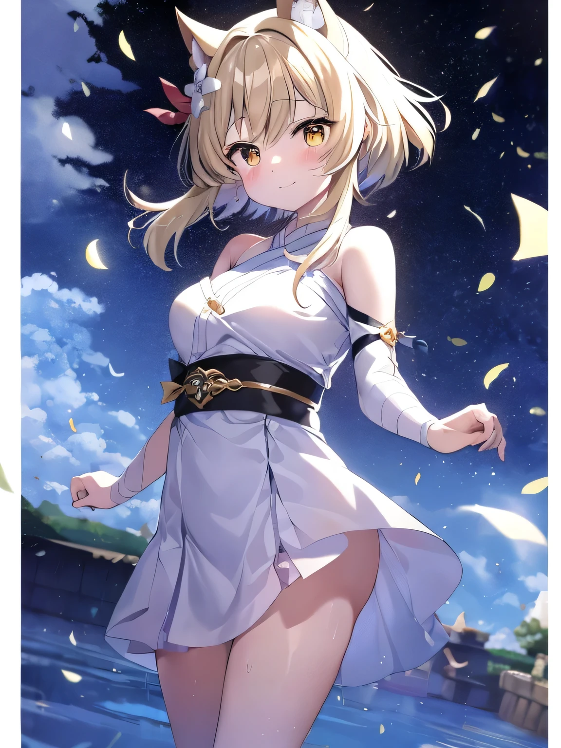 (Two Japanese girlasterpiece, 最high quality, high quality, High precision,Highly detailed 8K wallpapers、Pure、sorrow、Neo Venice、Uyuni salt lake、horizontal line、White Knight、Reflective water surface、In a wide lake、(My shoulders are red、Flushed skin)、(Cute Lingerie、Sexy Ribbon、Awahime、Hair blowing in the wind、Shiny Hair、Glowing Skin、beautiful spotlight、Gravure actress photoshoot、Full body portrait)、（Image idol sculpture、A lovely idol pose）、Heavy breathing、(Wide sky、infinity mirror、Beautiful backlight)、Cutedaughters、cute kids、(Exposed breasts、Sweat runs down your chest)、Mojimoji、(A shy smile)、defenseless、cute squid belly、back、🌟 Delicate and beautiful eyes、Beautiful eyes illuminated by the light、Shiny Hair、Reflected Eyes、.(Look at the sky:1.3).(Red face:1) . (CG paintings with attention to detail),(Perfect image).、A little excitement、Thin chest、cute smile、Thin body、Before menarche、（girl、、Fox Ears、Feather hair ornament、Brown Hair、Gray Hair、Slimming、cute chest、Small breast protrusion、cute belly、cute thighs、Cute barefoot、cute, cute smile）、（girl、wife、daughter、younger sister）、Low Angle、Colorful sky、Contrail、shooting star、rainbow
