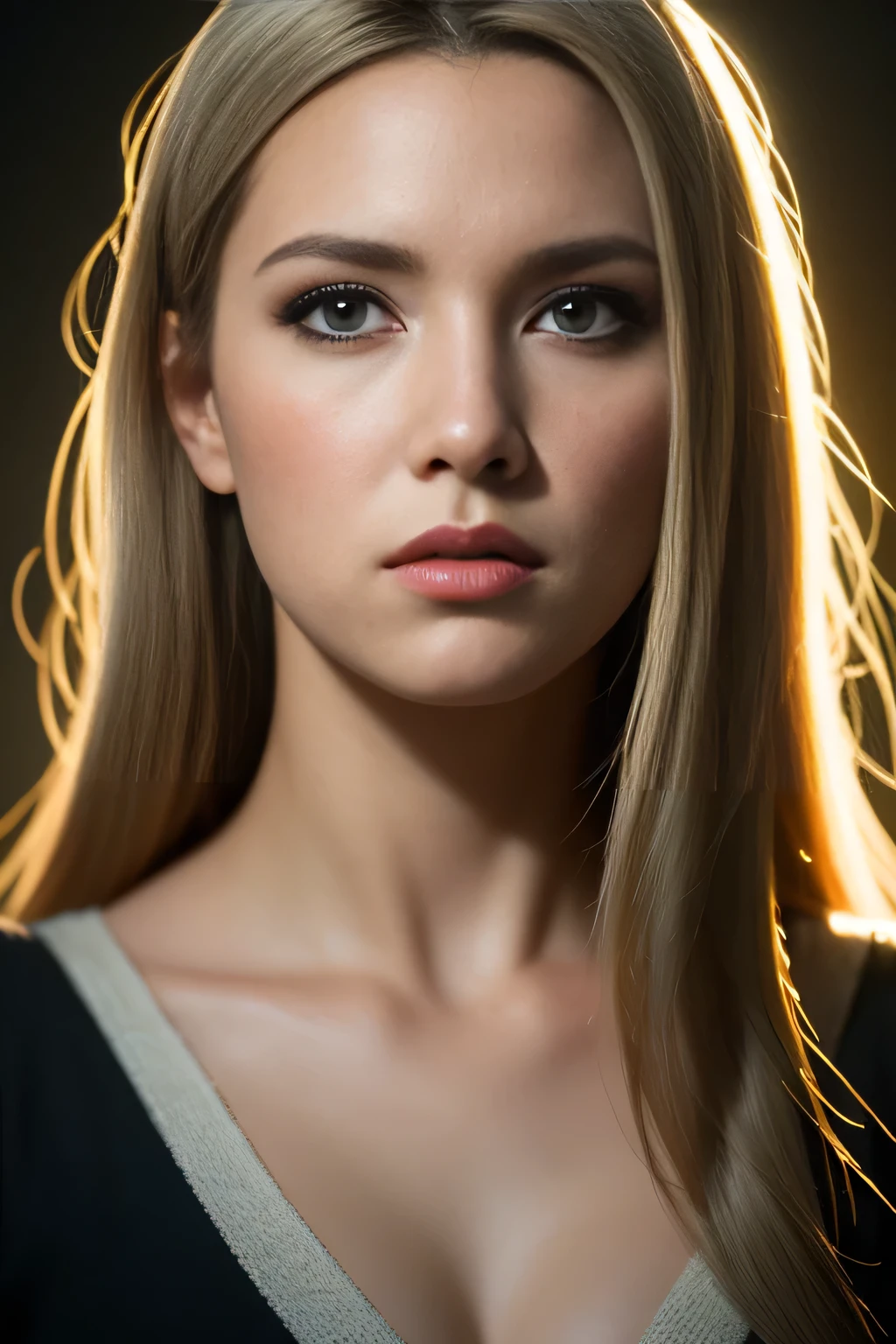 (best quality,4k,photo-realistic:1.2),hyperrealist portrait of female,David Hockney,Alphonse Mucha,fantasy art,volumetric lighting,dynamic lighting,very detailed faces,award winning,1girl,in the dark,deep shadow,low key,cowboy shot,official clothing:1.4,long hair,white hair,detailed eyes,luscious lips,expressive face,vivid colors,sharp focus,artstation,poster