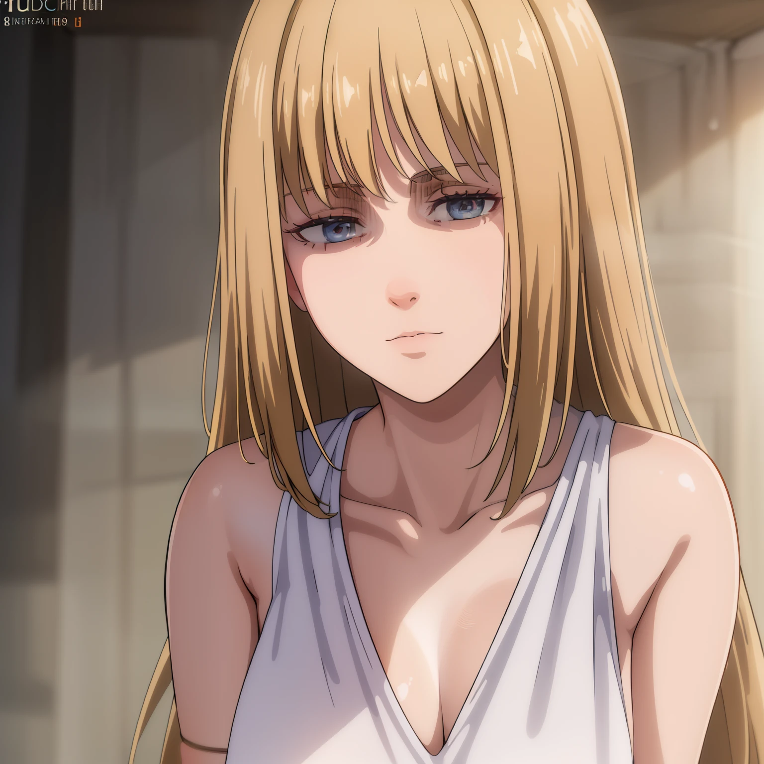 (best quality,4k,8k,highres,masterpiece:1.2), ultra-detailed, realistic, HDR, studio lighting, professional, vivid colors, Ymir Fritz, beautiful detailed body, beautifull detailed posture, extremely detailed face, long eyelashes, serious expression, white dress, full body