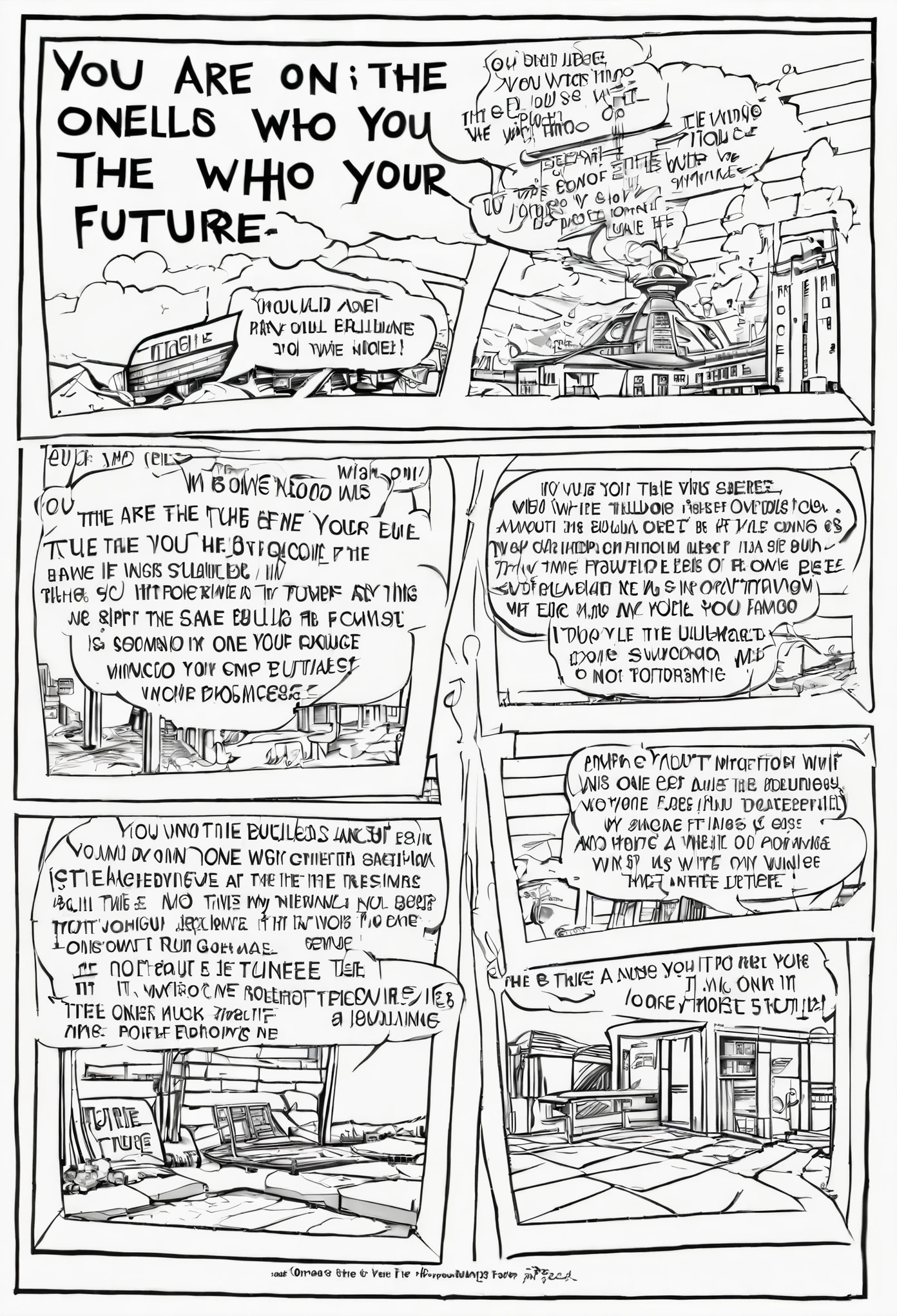 Comic strip of the phrase you are the one who builds your future 