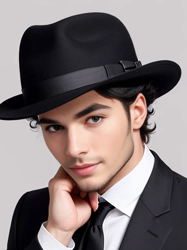 a perfect jew traditional man, black fedora hat, black suit 4k. focus on face