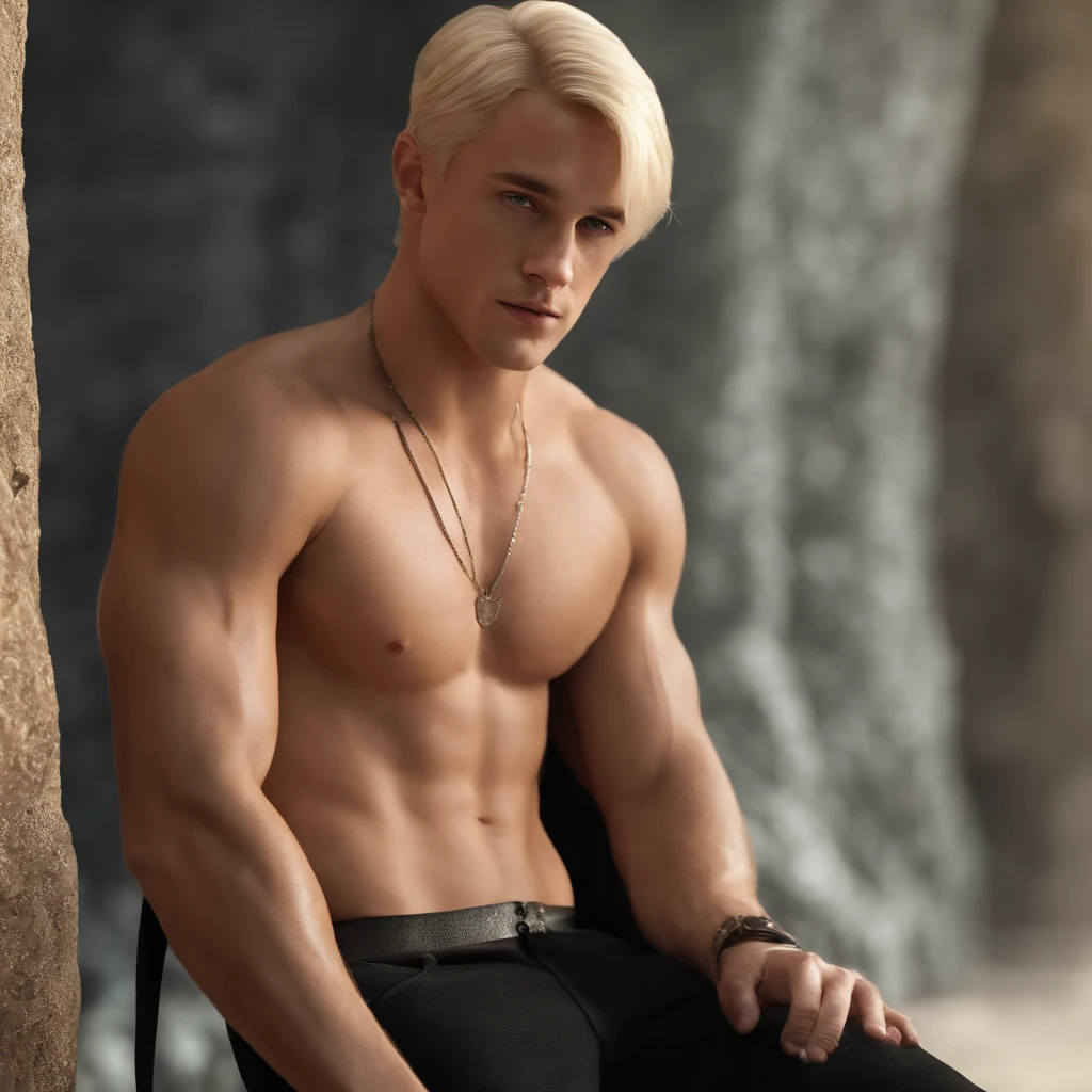 Draco Malfoy, man, shirtless, freckles, hot, sexy, realistic, smooth skin, penis, dick, hot, abs, shirtless, nipples, body hair, detailed body, detailed penis, big penis, toned, veiny penis, hunk